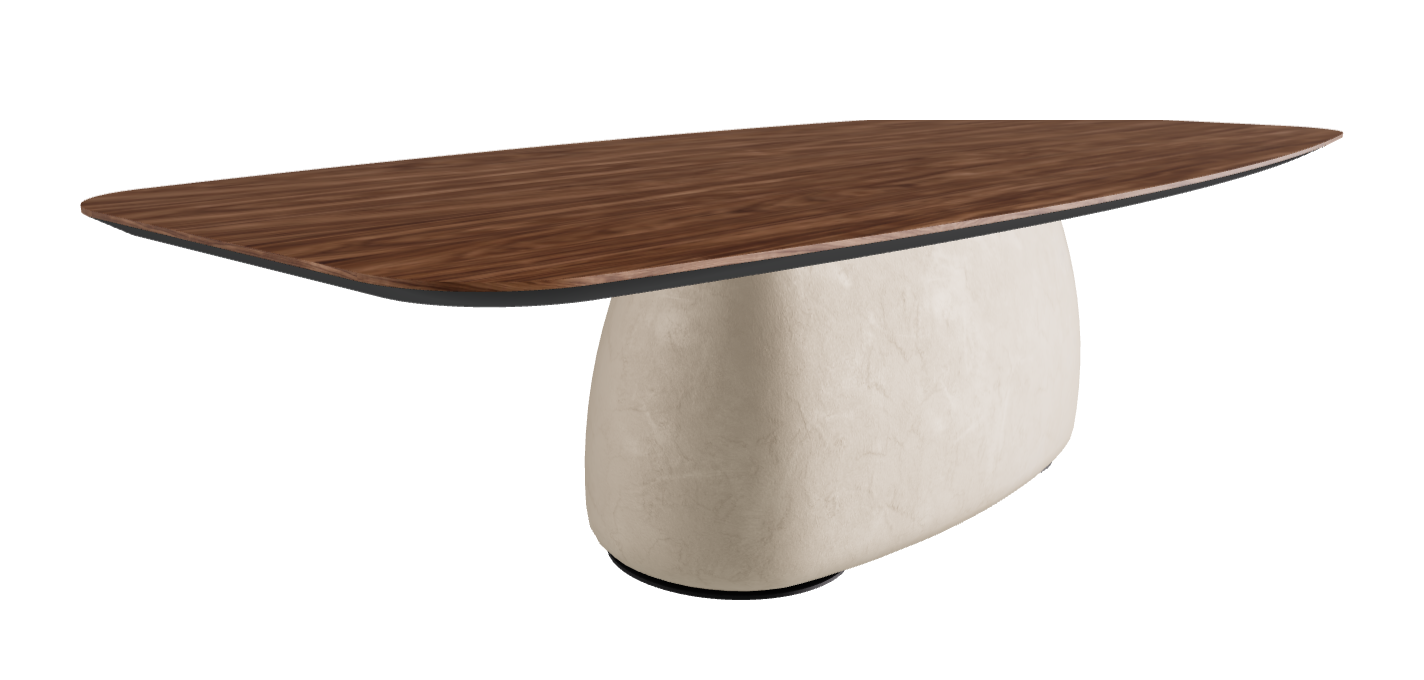 300×128×75h B Barrel Shaped_Walnut Canaletto_Cairo_Black Embossed