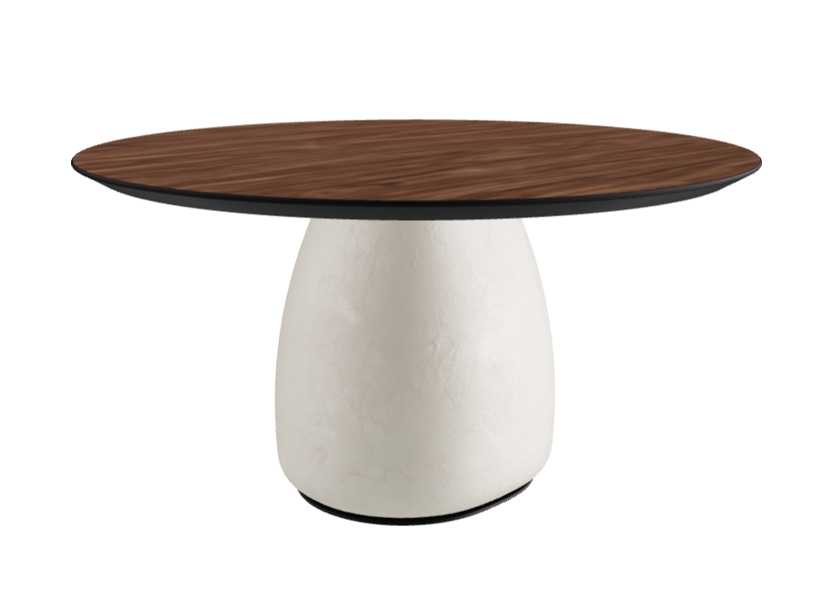 Diameter 140 x Height 75 cm Round Shaped_Walnut Canaletto_Oslo_Black Embossed