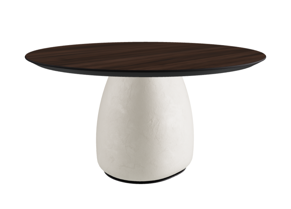 Diameter 140 x Height 75 cm Round Shaped_Burned Oak_Oslo_Black Embossed