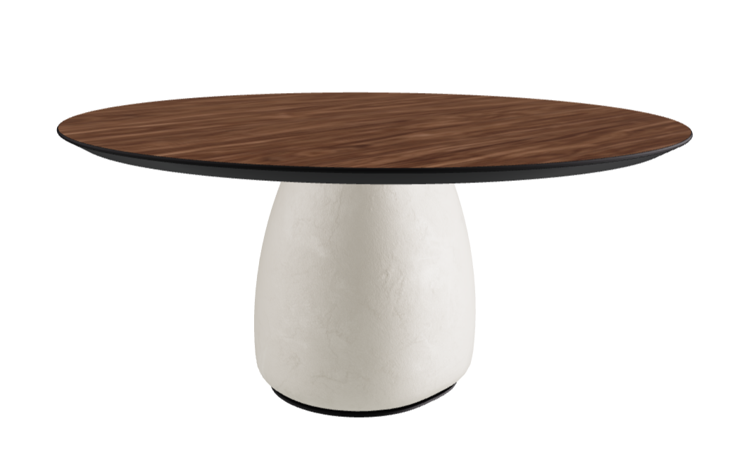 Diameter 160 x Height 75 cm Round Shaped_Walnut Canaletto_Oslo_Black Embossed