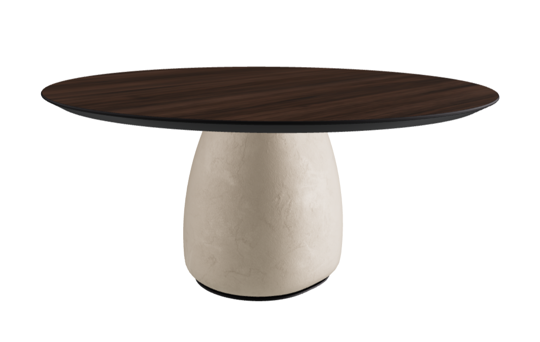 Diameter 160 x Height 75 cm Round Shaped_Burned Oak_Cairo_Black Embossed