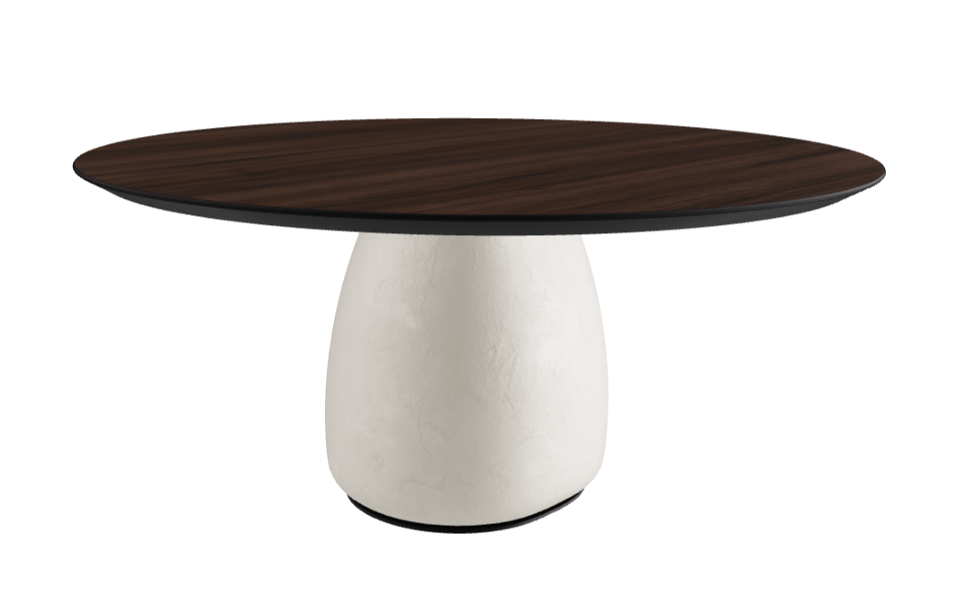 Diameter 160 x Height 75 cm Round Shaped_Burned Oak_Oslo_Black Embossed