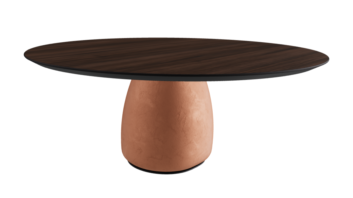 Diameter 180 x Height 75 cm Round Shaped_Burned Oak_Marrakech_Black Embossed
