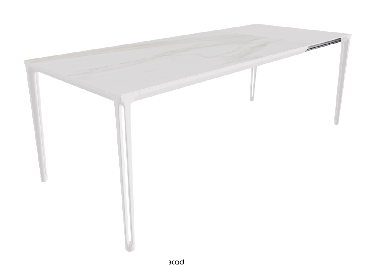 160-220x90x75h Extendible Rectangle Shaped_Matt Golden Calacatta_Pearl Embossed_Extended
