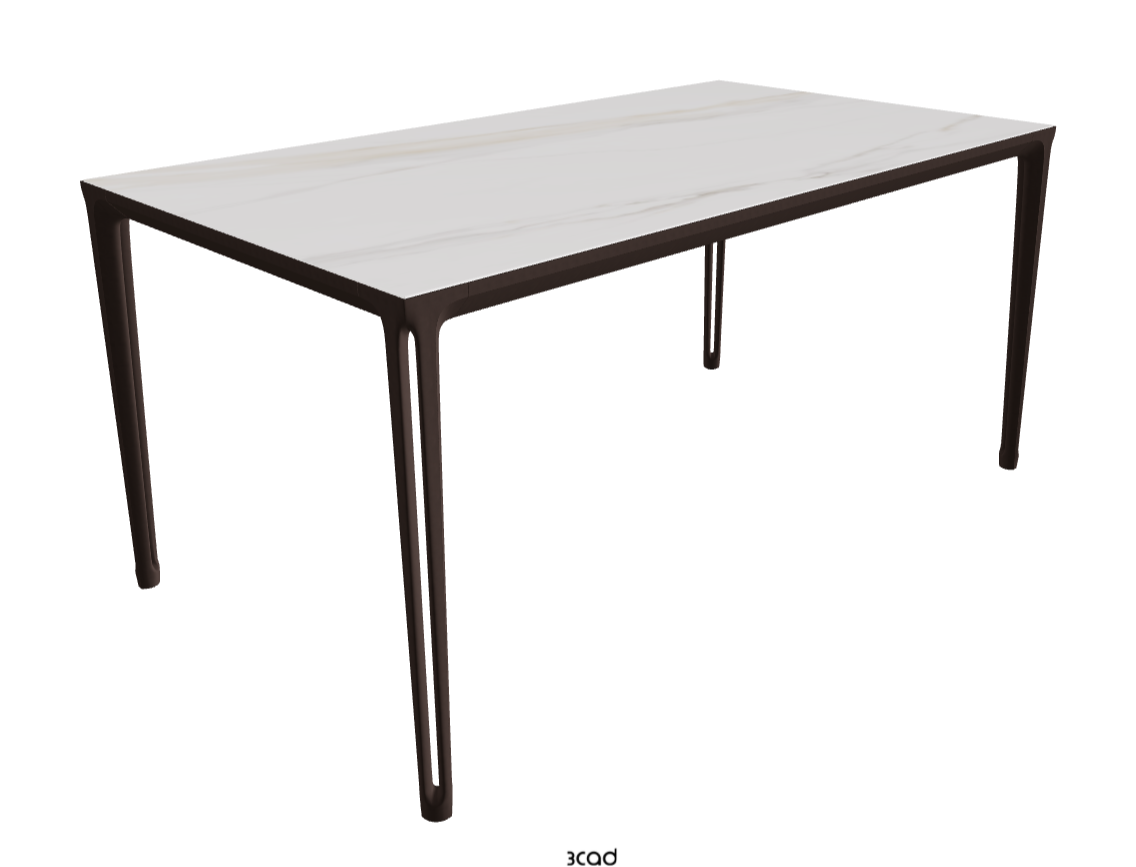 160-220x90x75h Extendible Rectangle Shaped_Glossy Golden Calacatta_Bronze Embossed_Closed