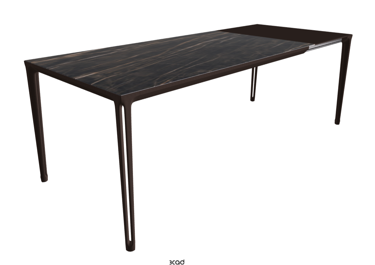 160-220x90x75h Extendible Rectangle Shaped_Glossy Portoro_Bronze Embossed_Extended