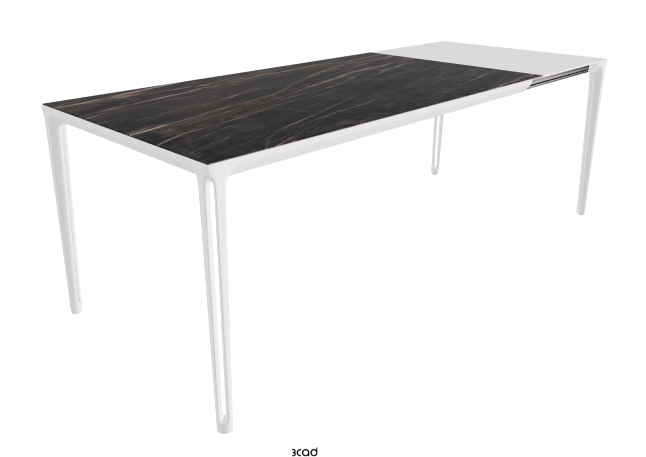 160-220x90x75h Extendible Rectangle Shaped_Glossy Portoro_Pearl Embossed_Extended