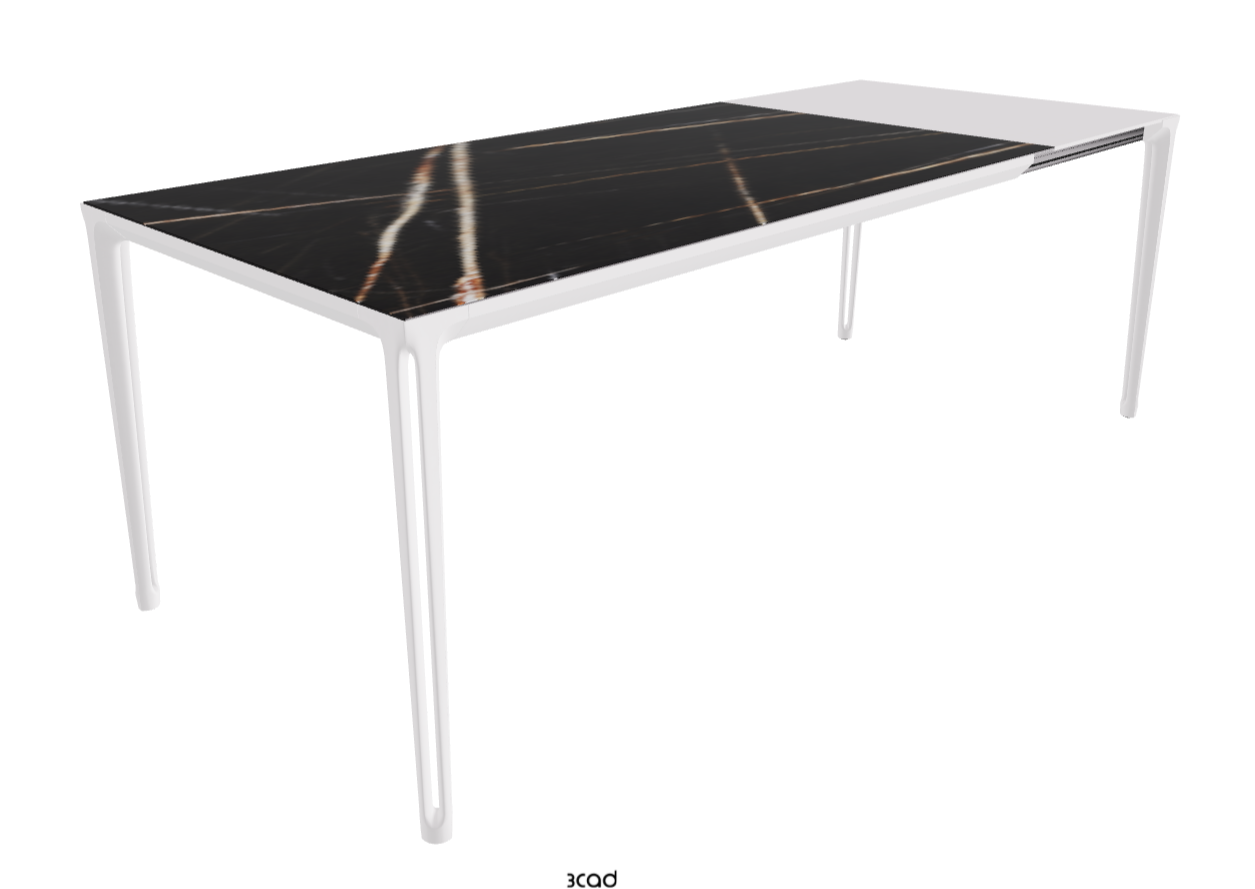 160-220x90x75h Extendible Rectangle Shaped_Glossy Sahara Noir_Pearl Embossed_Extended