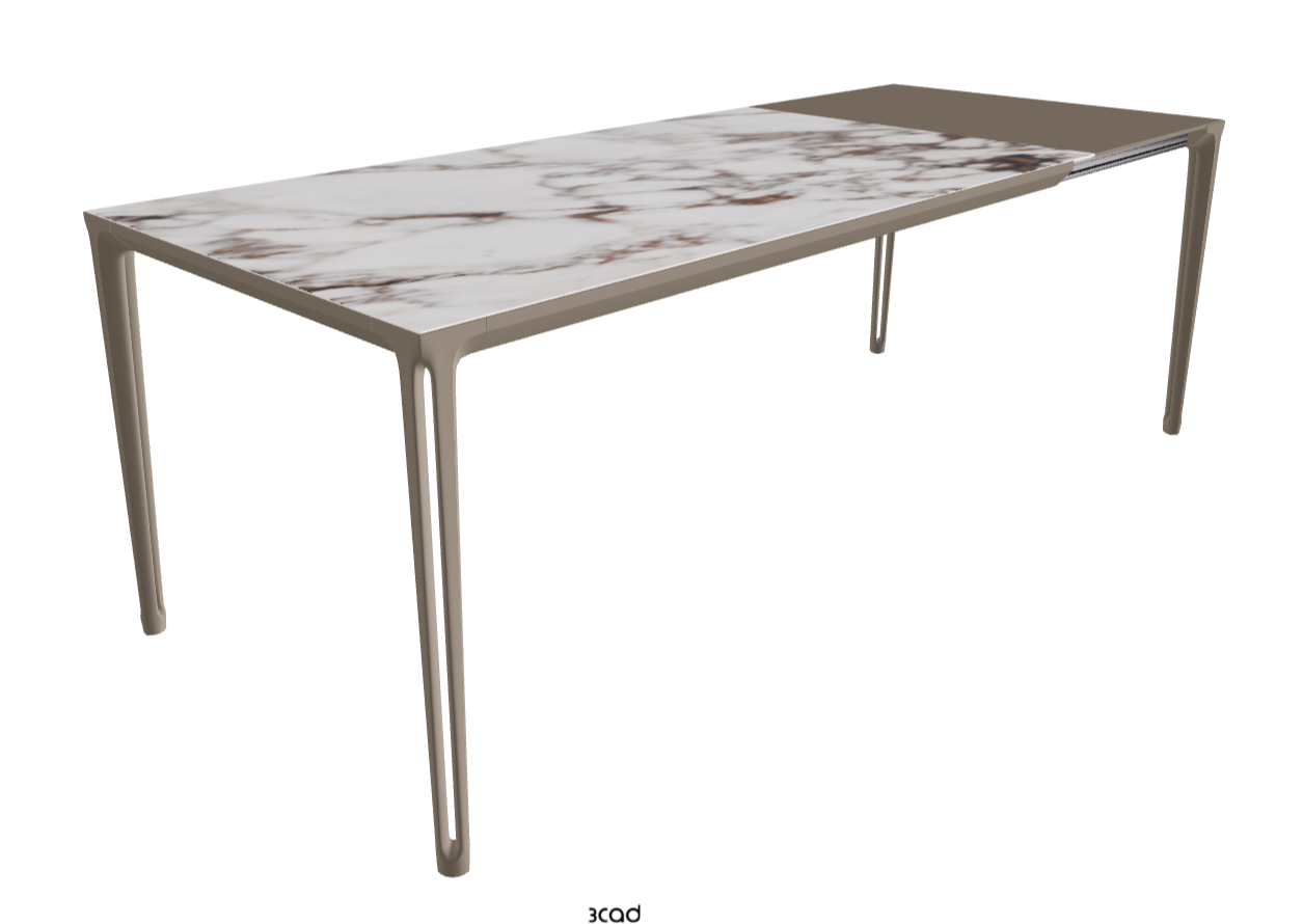 160-220x90x75h Extendible Rectangle Shaped_Breccia_Titanium Embossed_Extended