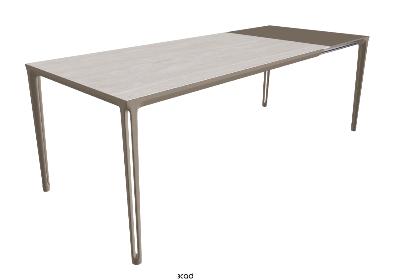 160-220x90x75h Extendible Rectangle Shaped_Colosseo_Titanium Embossed_Extended