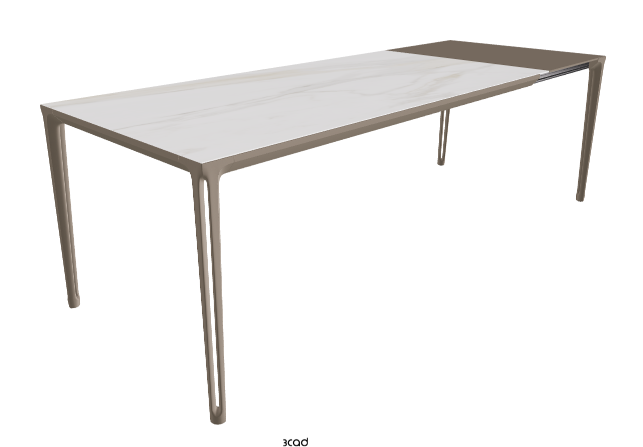 180-240x90x75h Extendible Rectangle Shaped_Matt Golden Calacatta_Titanium Embossed_Extended