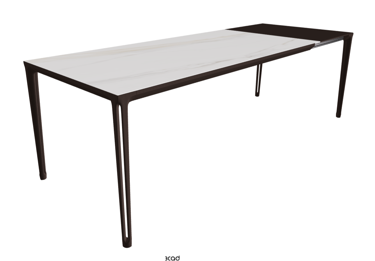 180-240x90x75h Extendible Rectangle Shaped_Glossy Golden Calacatta_Bronze Embossed_Extended