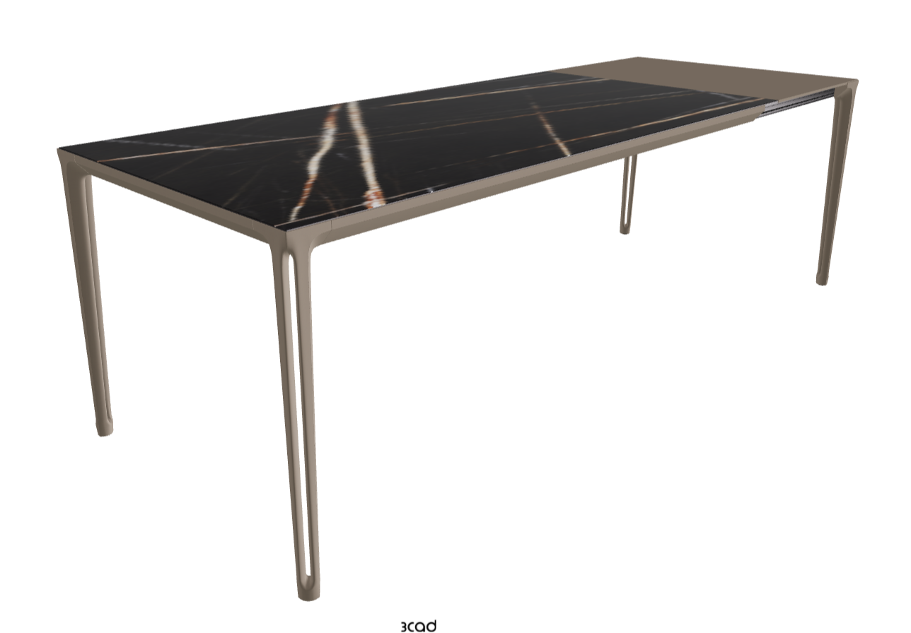 180-240x90x75h Extendible Rectangle Shaped_Glossy Sahara Noir_Titanium Embossed_Extended