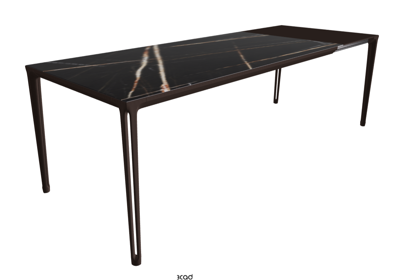 180-240x90x75h Extendible Rectangle Shaped_Glossy Sahara Noir_Bronze Embossed_Extended