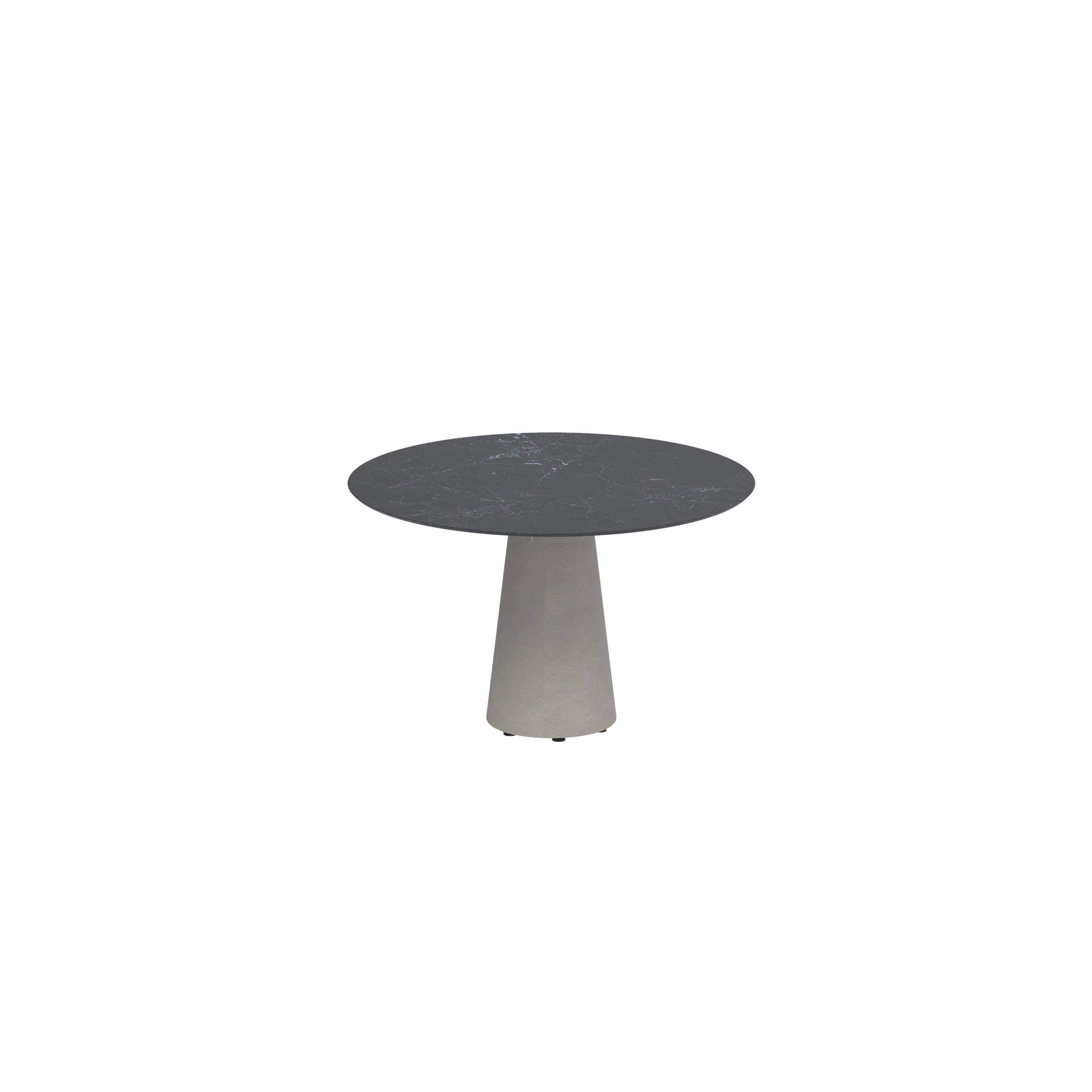 Conix Table Round Ø 120cm Legs Concrete Cement Grey - Tabletop Ceramic Nero Marquina