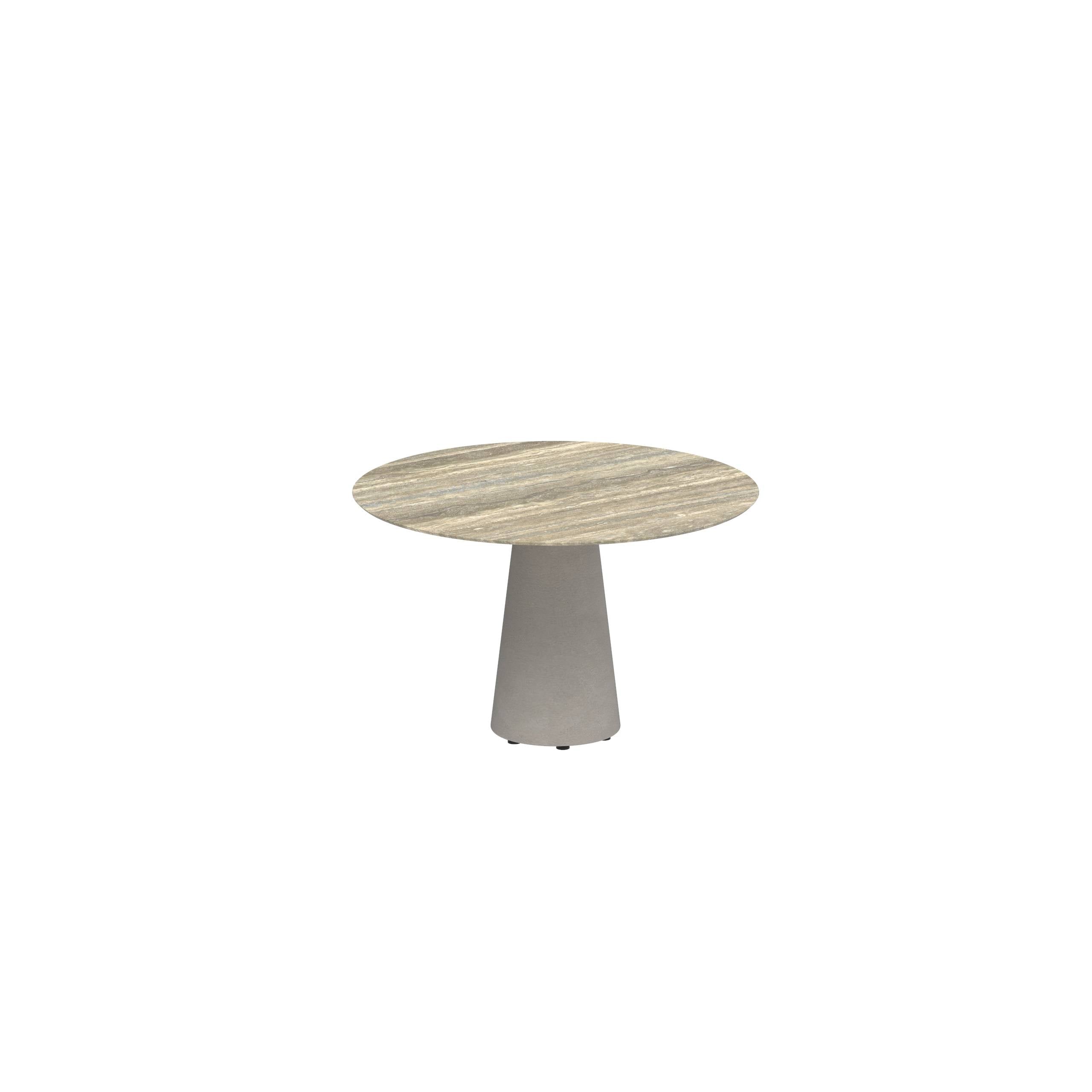 Conix Table Round Ø 120cm Legs Concrete Cement Grey - Tabletop Ceramic Travertino