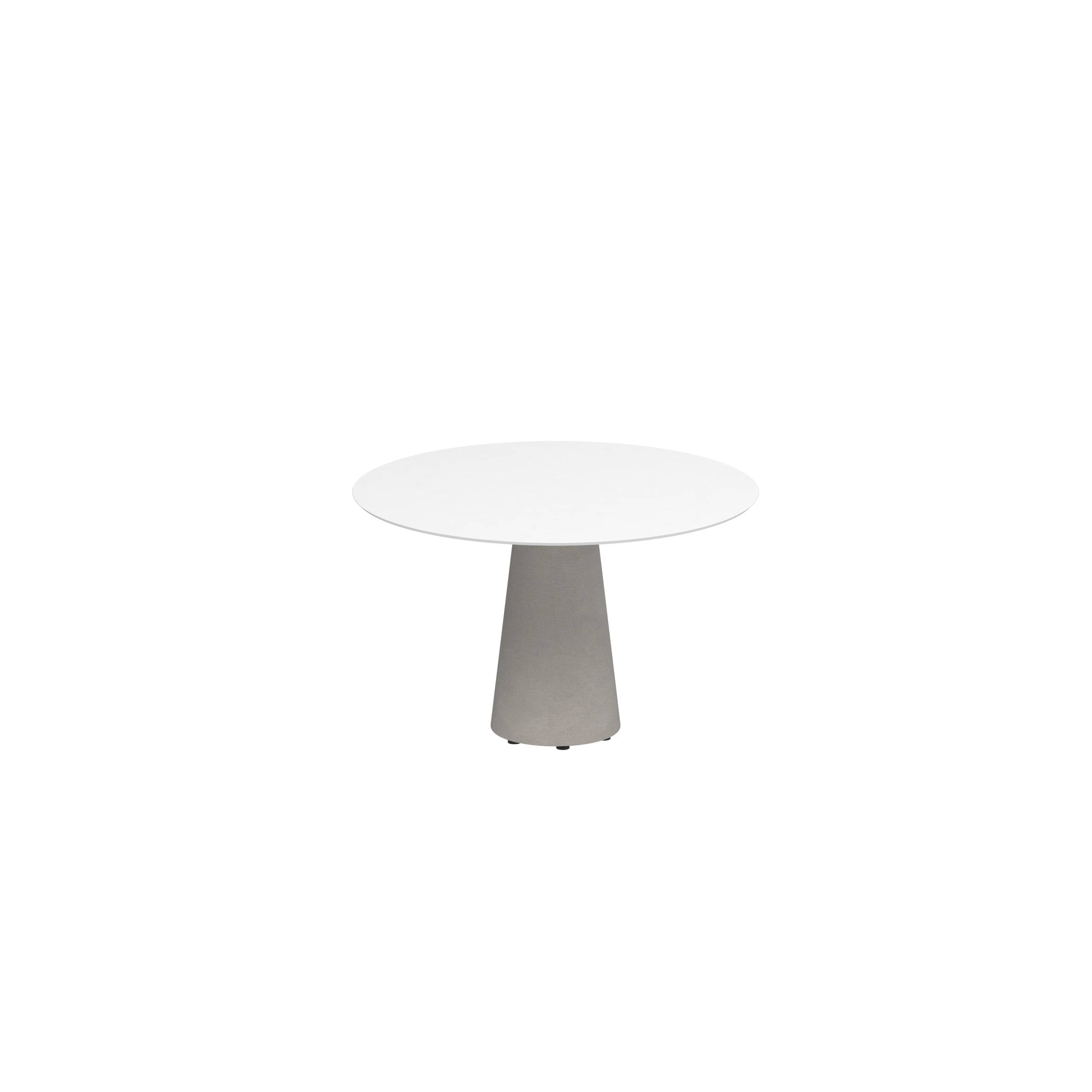 Conix Table Round Ø 120cm Legs Concrete Cement Grey - Tabletop Ceramic White