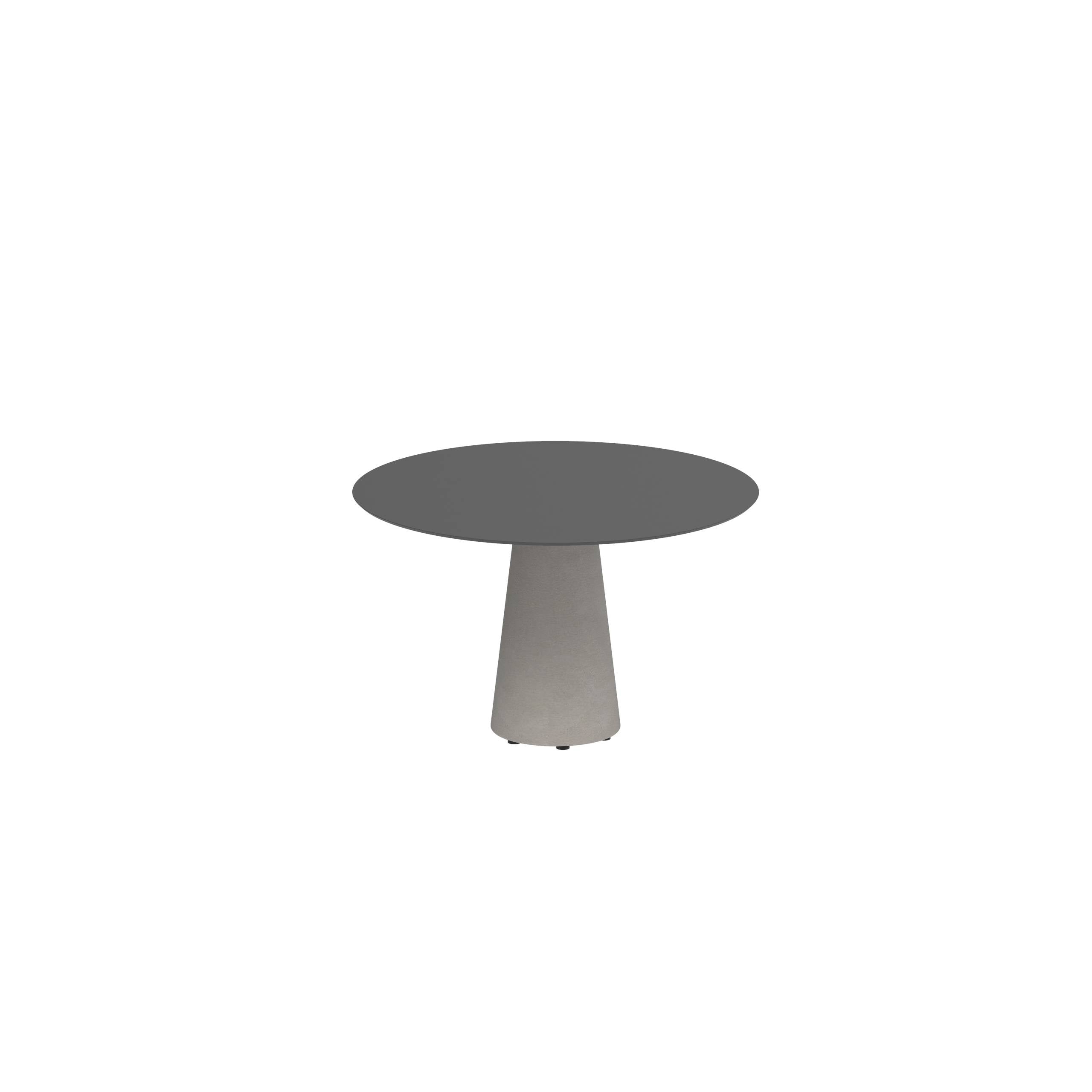 Conix Table Round Ø 120cm Legs Concrete Cement Grey - Tabletop Ceramic Black