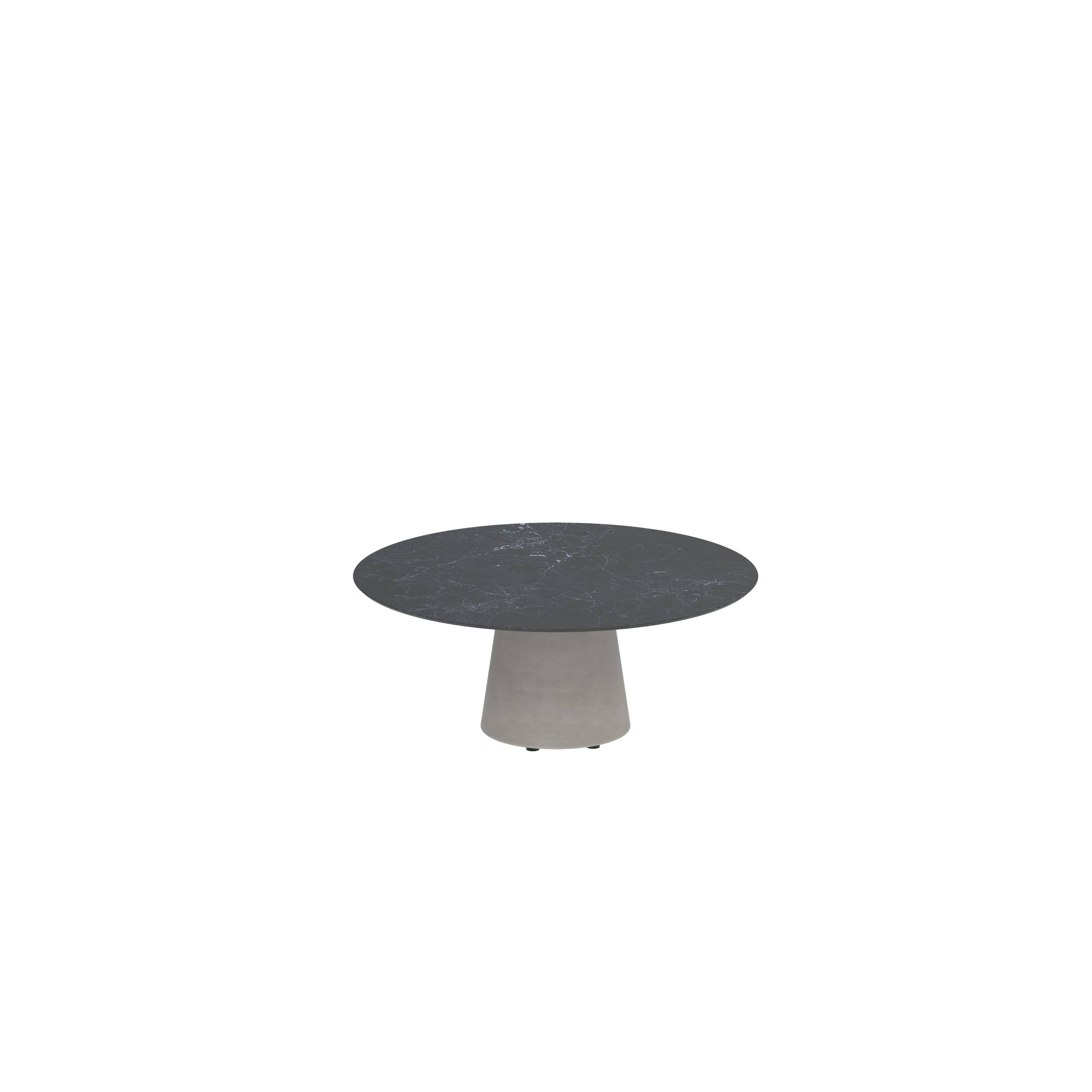 Conix Table Round Ø 120cm High Lounge Legs Concrete Cement Grey - Tabletop Ceramic Nero Marquina