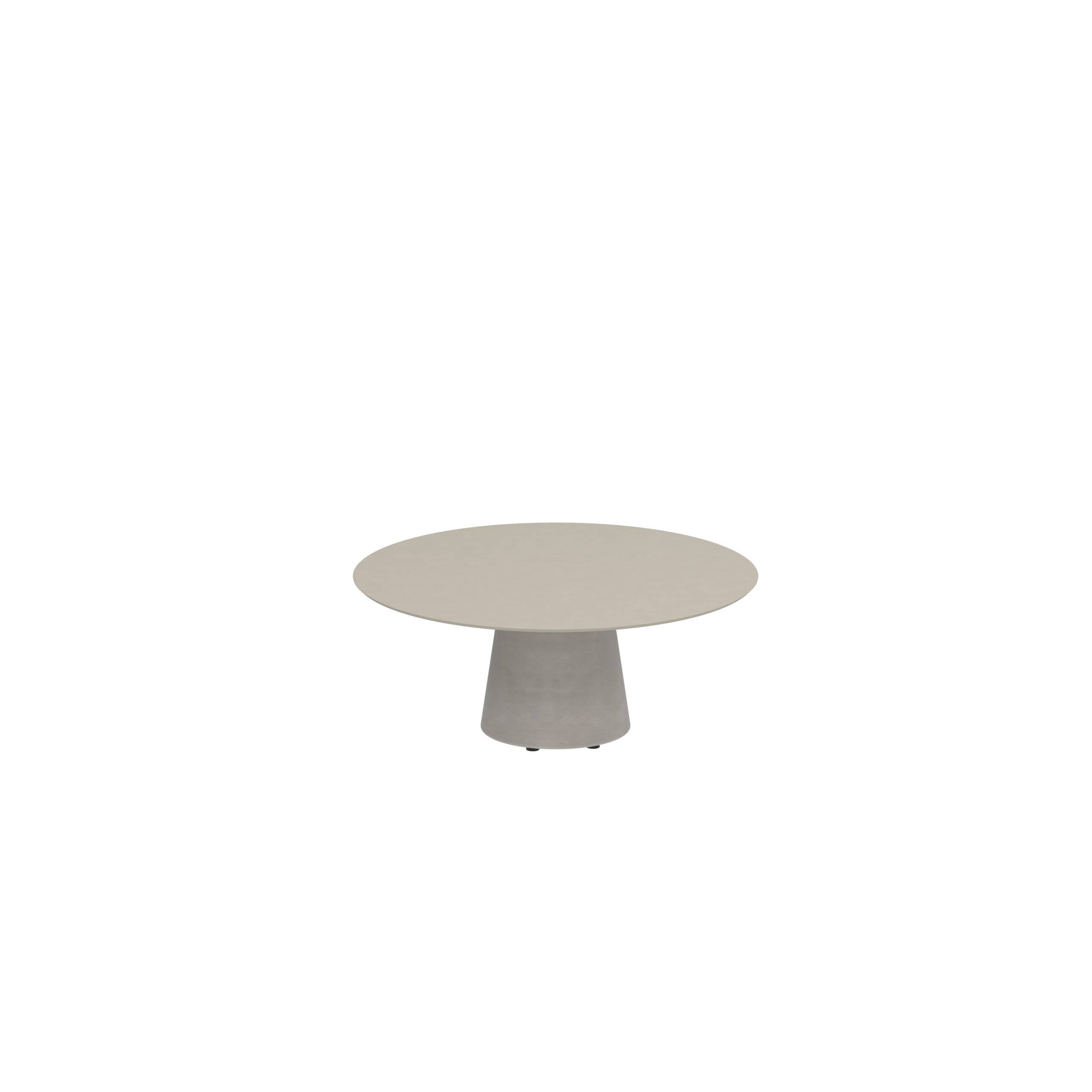 Conix Table Round Ø 120cm High Lounge Legs Concrete Cement Grey - Tabletop Ceramic Pearl Grey