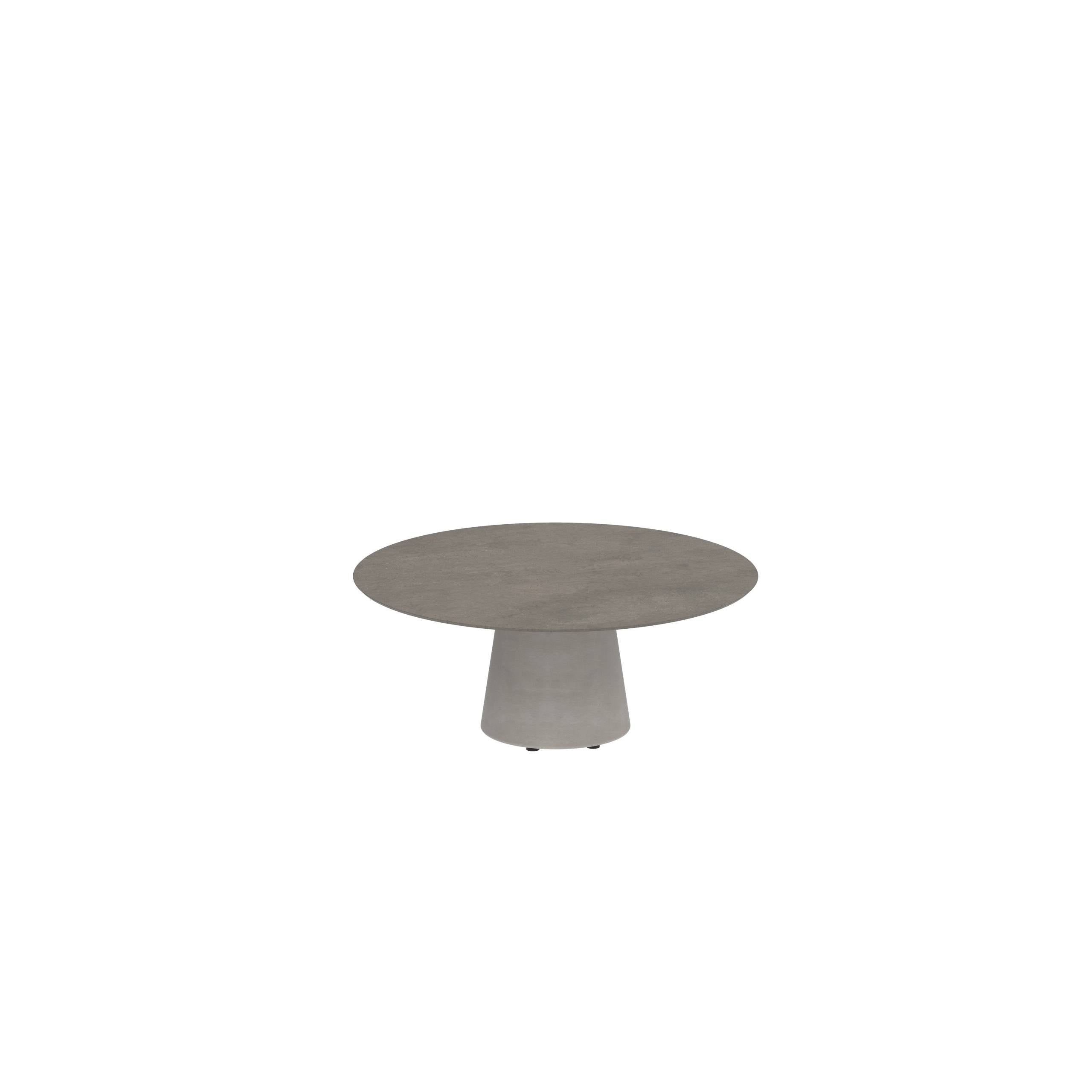 Conix Table Round Ø 120cm High Lounge Legs Concrete Cement Grey - Tabletop Ceramic Terra Marrone