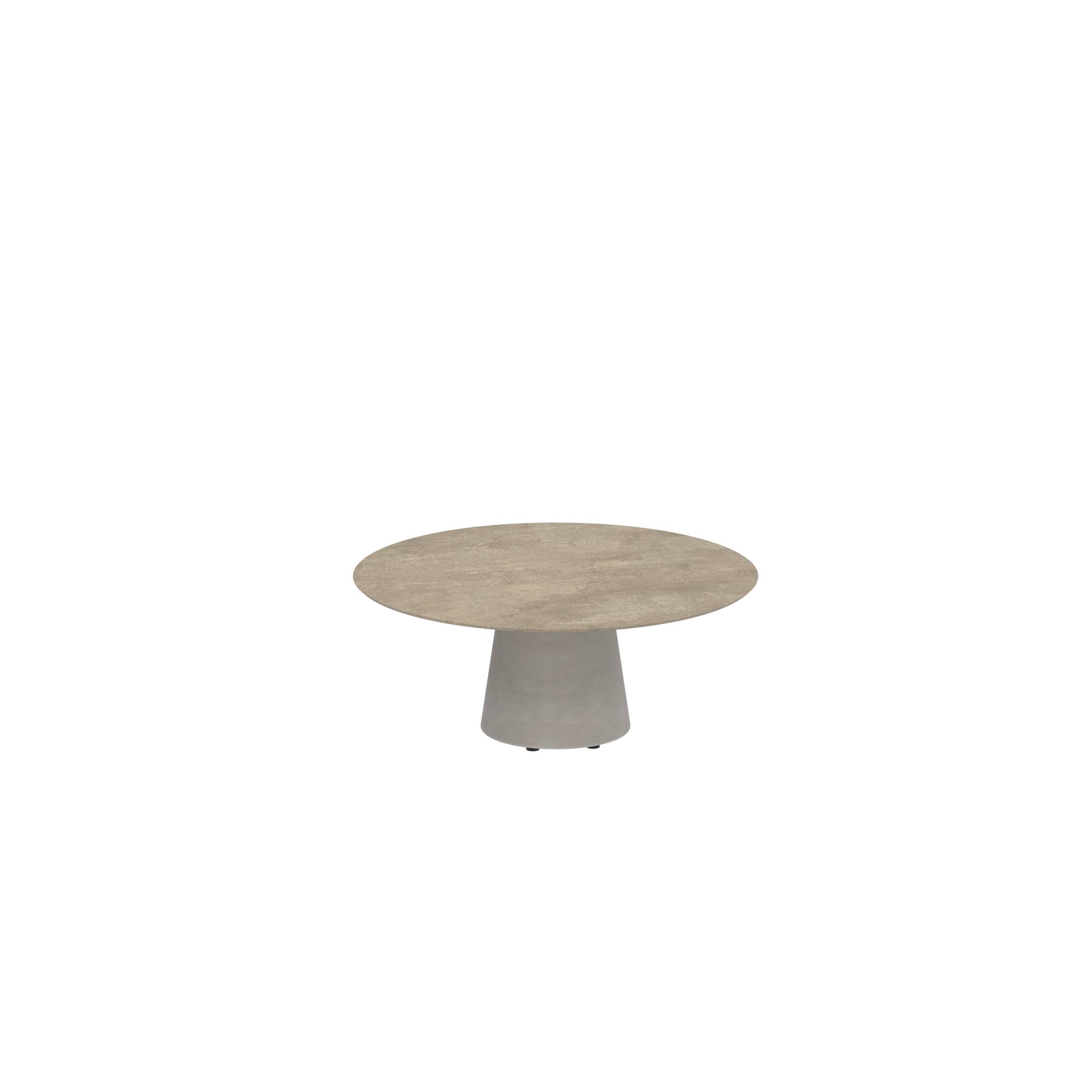 Conix Table Round Ø 120cm High Lounge Legs Concrete Cement Grey - Tabletop Ceramic Terra Sabbia