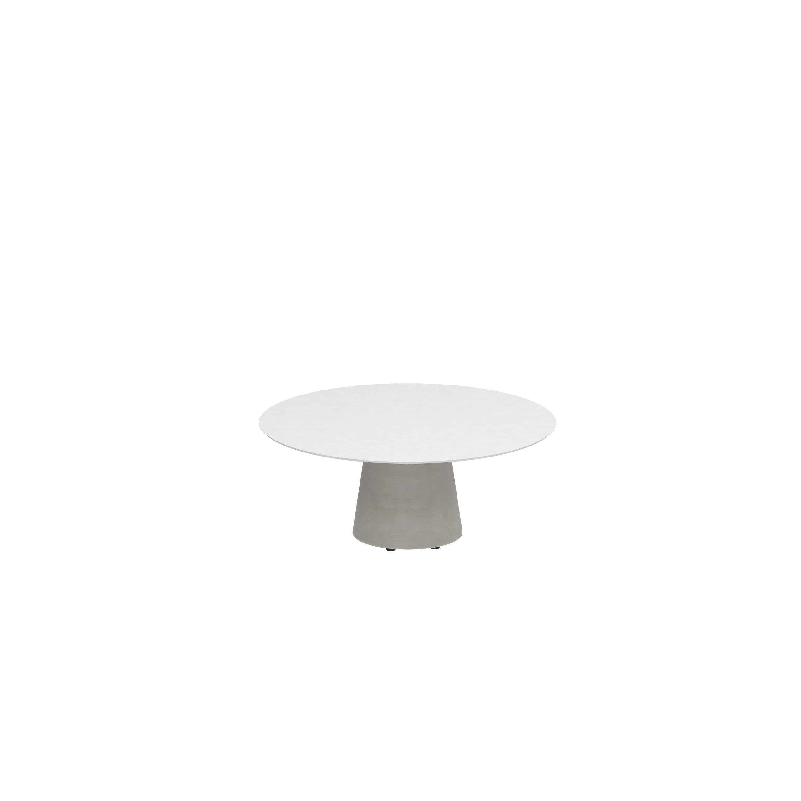 Conix Table Round Ø 120cm High Lounge Legs Concrete Cement Grey - Tabletop Ceramic White