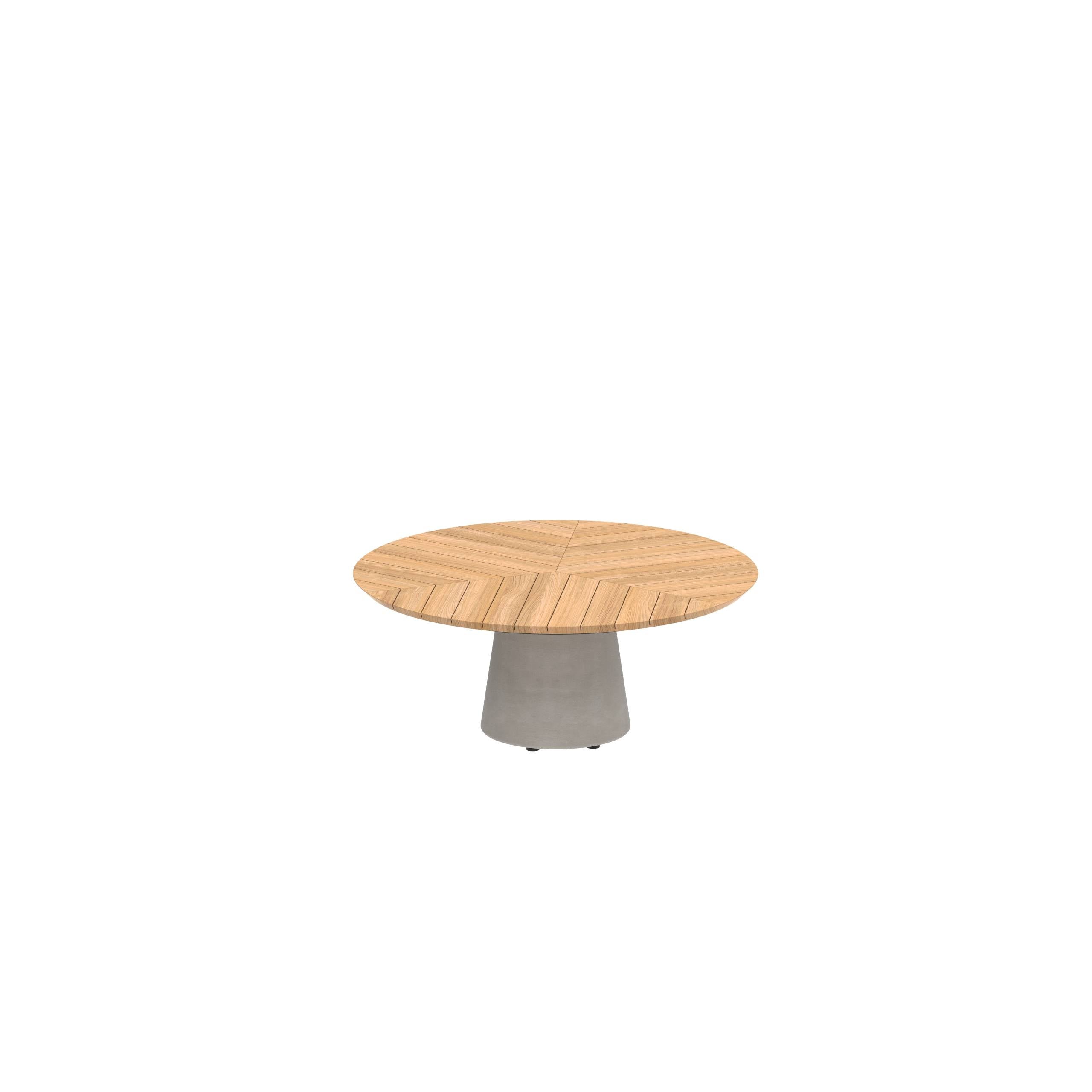 Conix Table Round Ø 120cm High Lounge Legs Concrete Cement Grey - Tabletop Teak