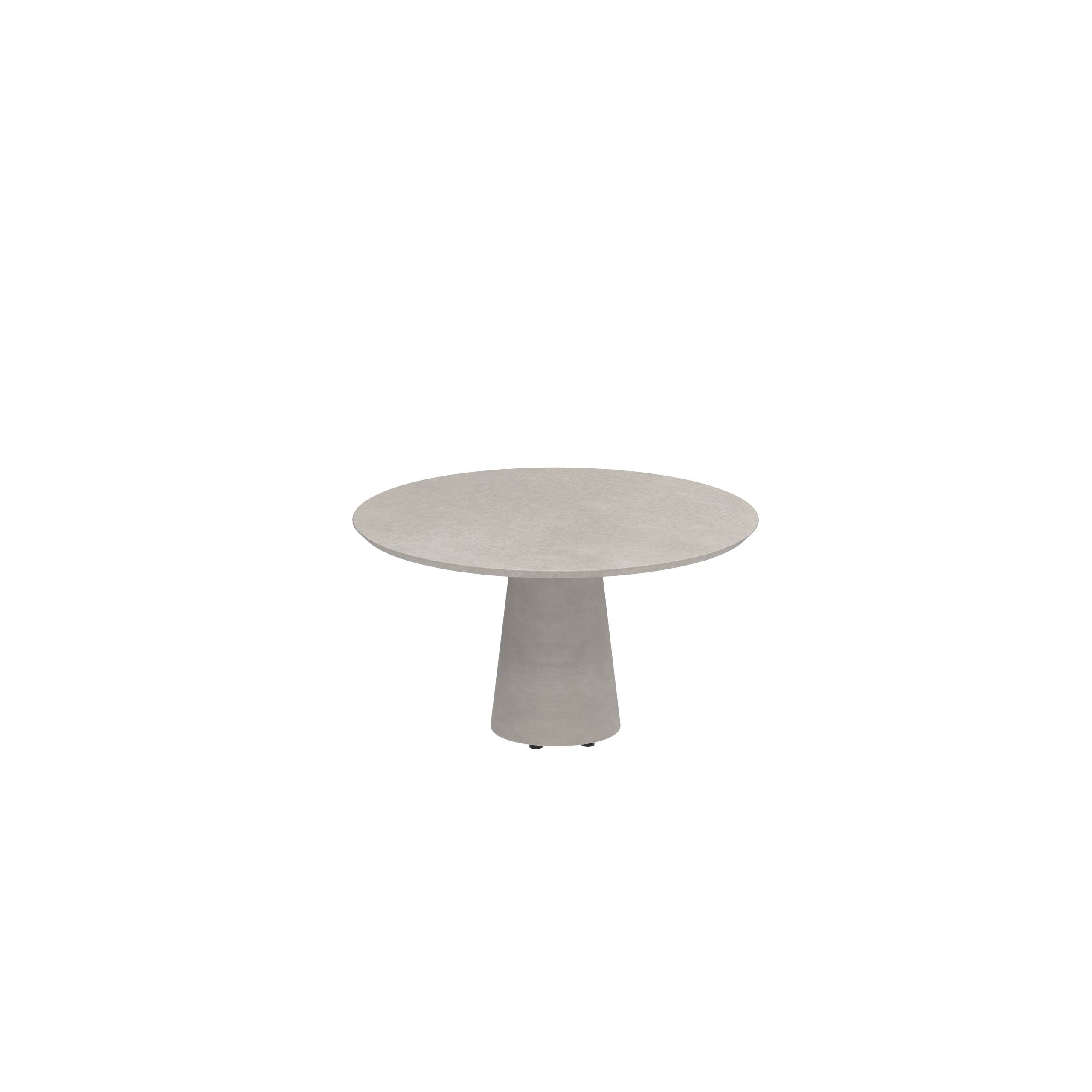 Conix Table Round Ø 120cm Low Dining Small Leg Concrete Cement Grey - Tabletop Concrete Cement Grey