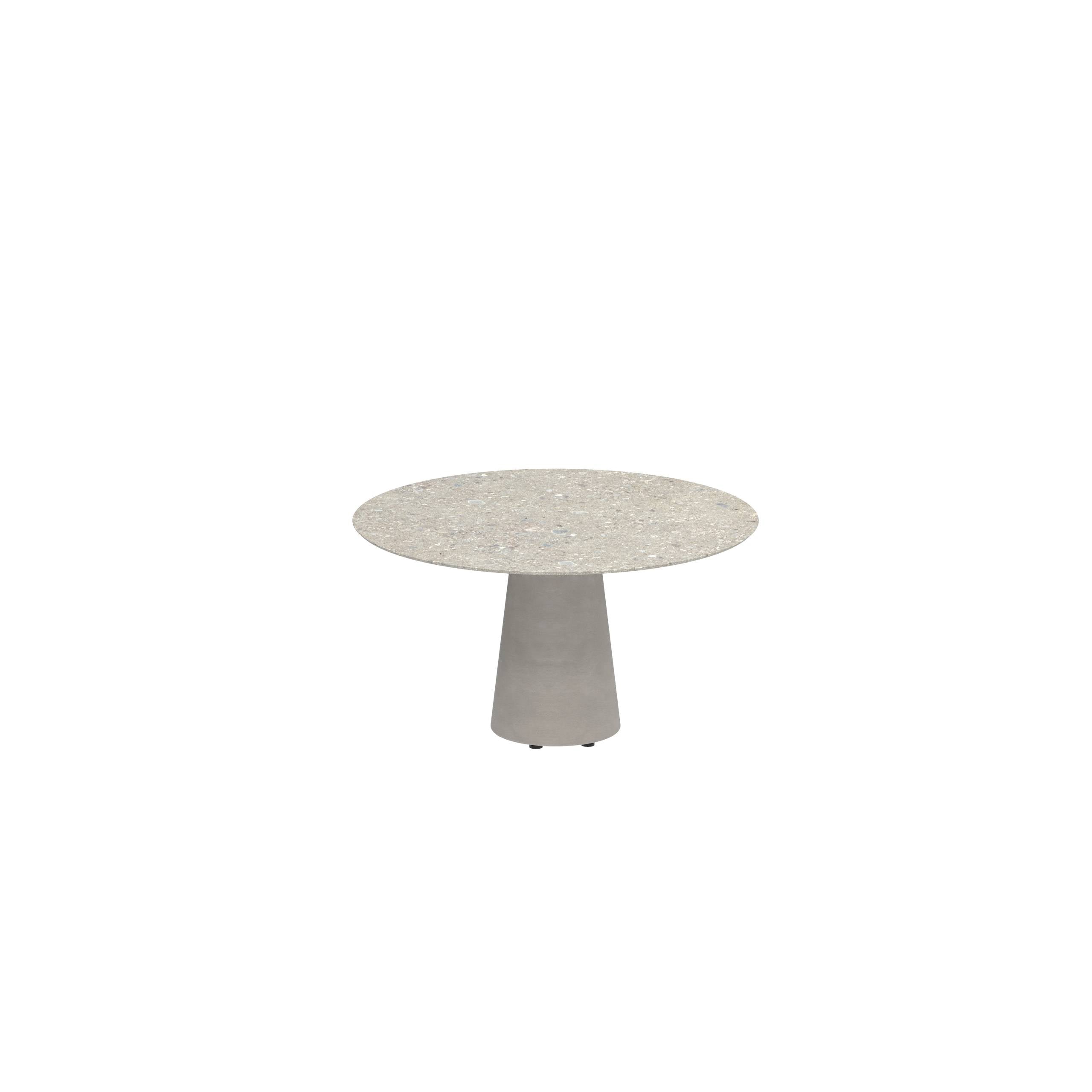 Conix Table Round Ø 120cm Low Dining Small Leg Concrete Cement Grey - Tabletop Ceramic Ceppo Dolomitica