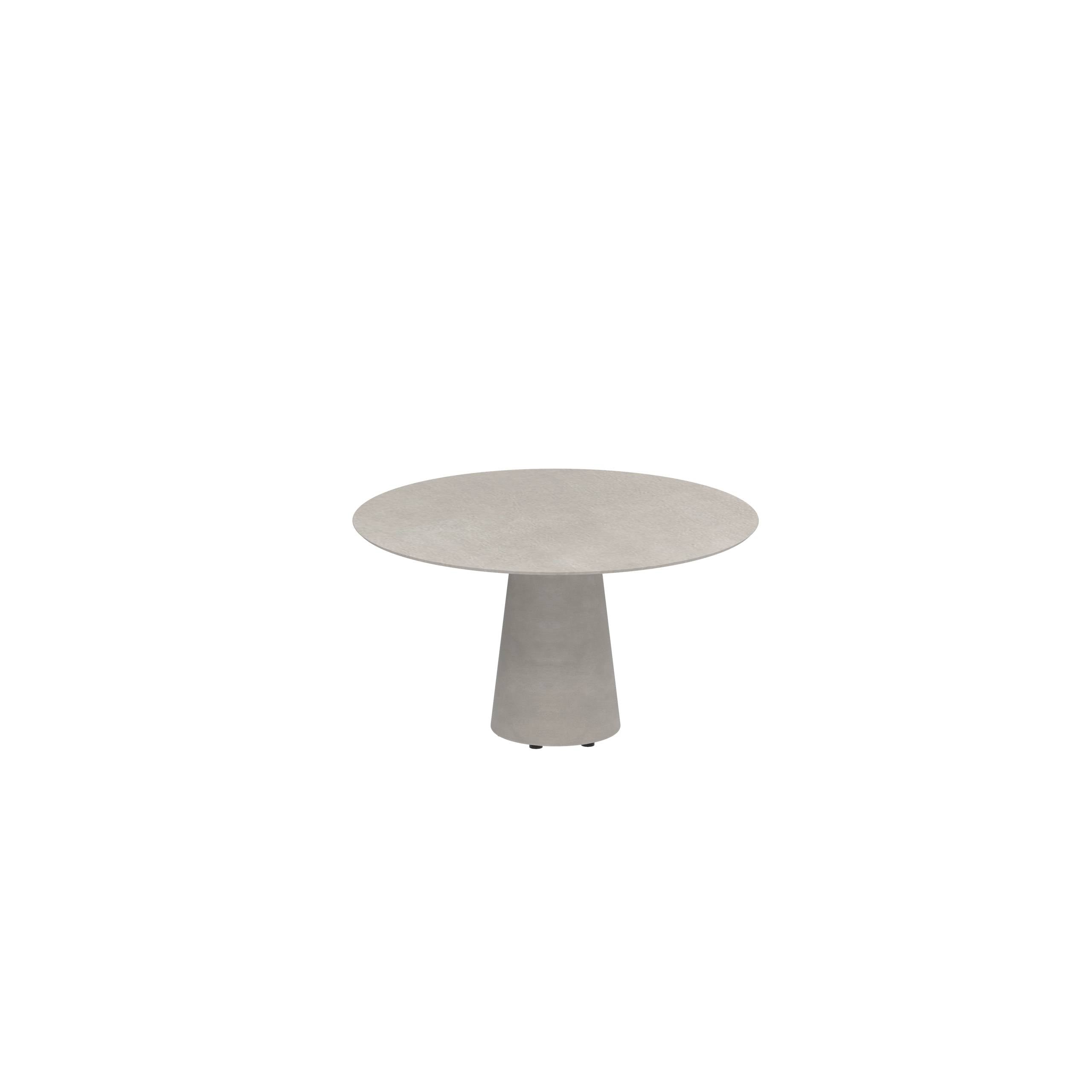 Conix Table Round Ø 120cm Low Dining Small Leg Concrete Cement Grey - Tabletop Ceramic Cemento Luminoso