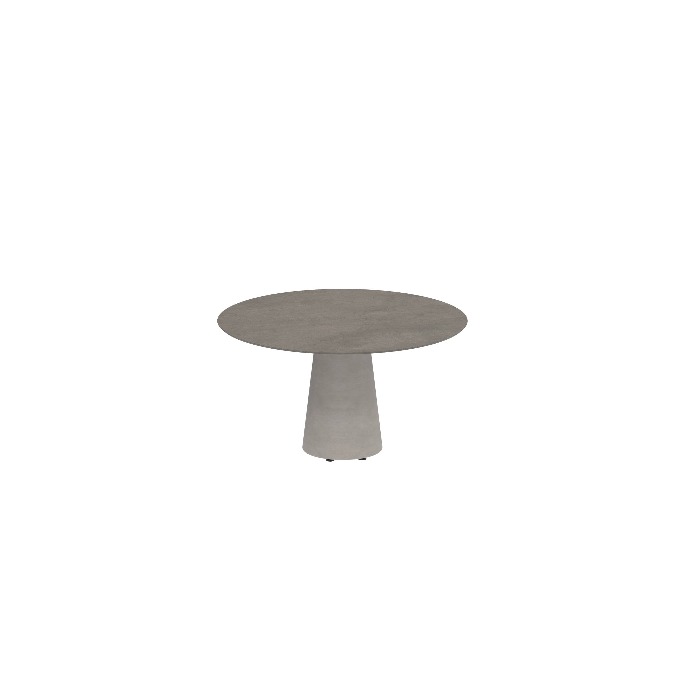 Conix Table Round Ø 120cm Low Dining Small Leg Concrete Cement Grey - Tabletop Ceramic Terra Marrone