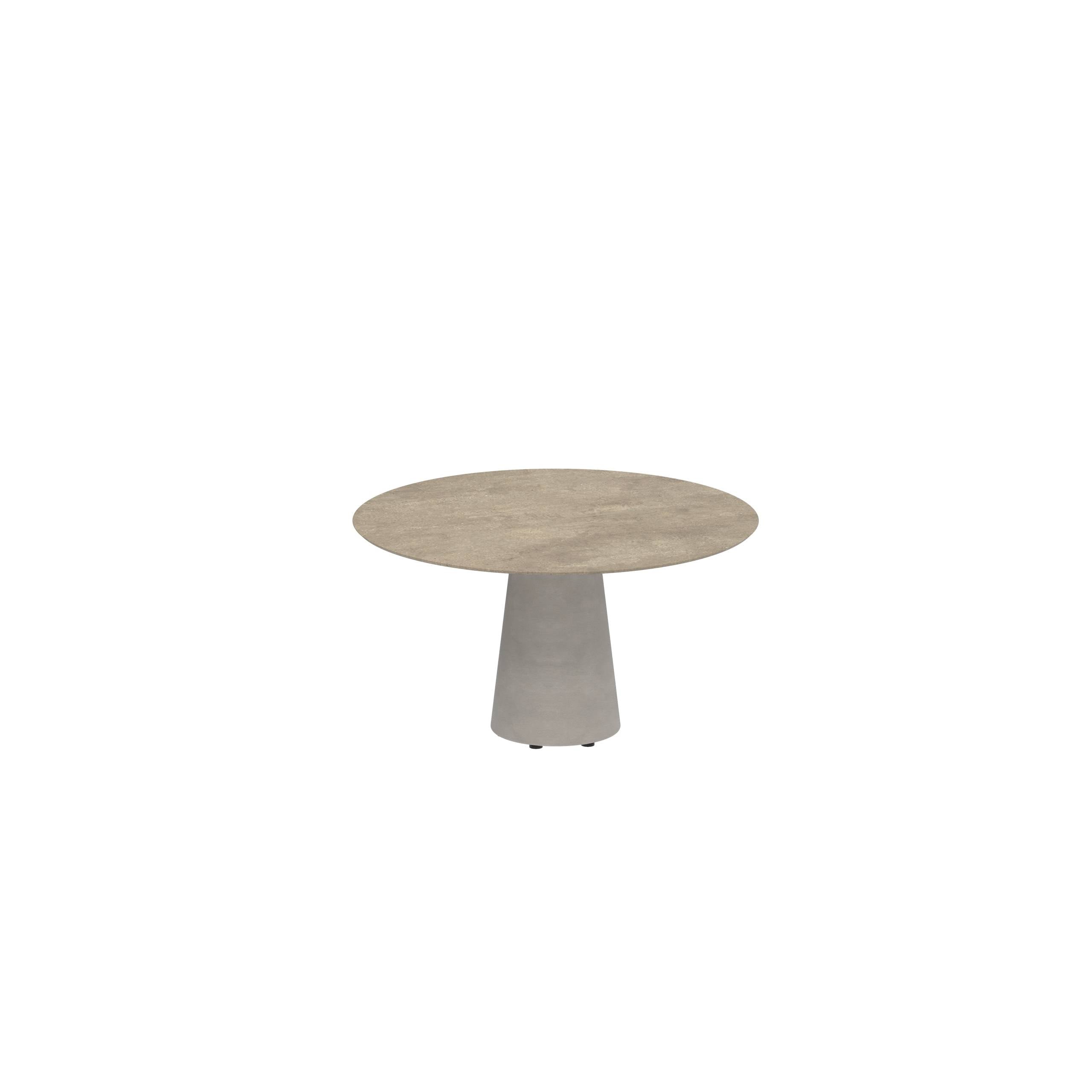 Conix Table Round Ø 120cm Low Dining Small Leg Concrete Cement Grey - Tabletop Ceramic Terra Sabbia