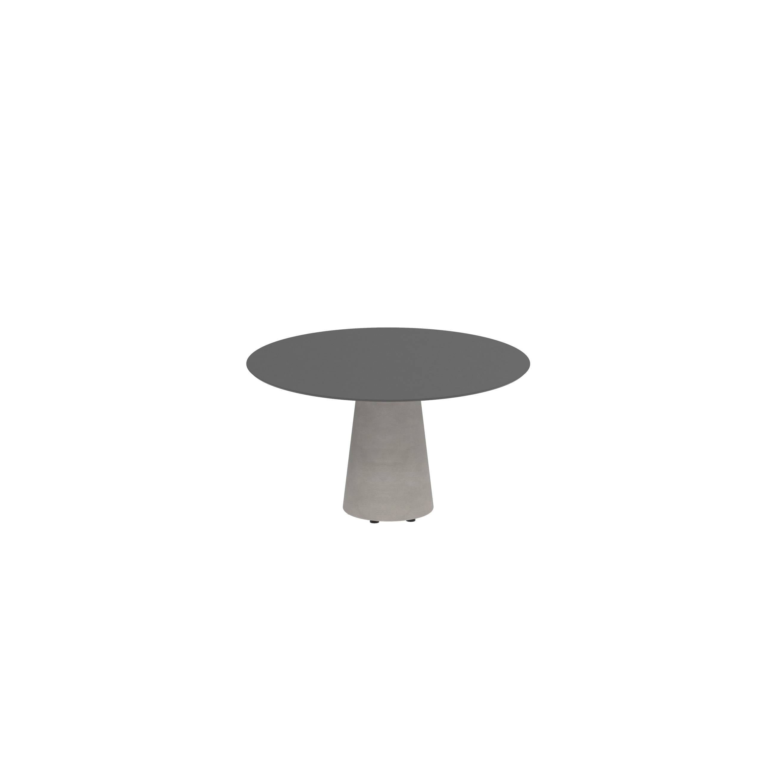 Conix Table Round Ø 120cm Low Dining Small Leg Concrete Cement Grey - Tabletop Ceramic Black