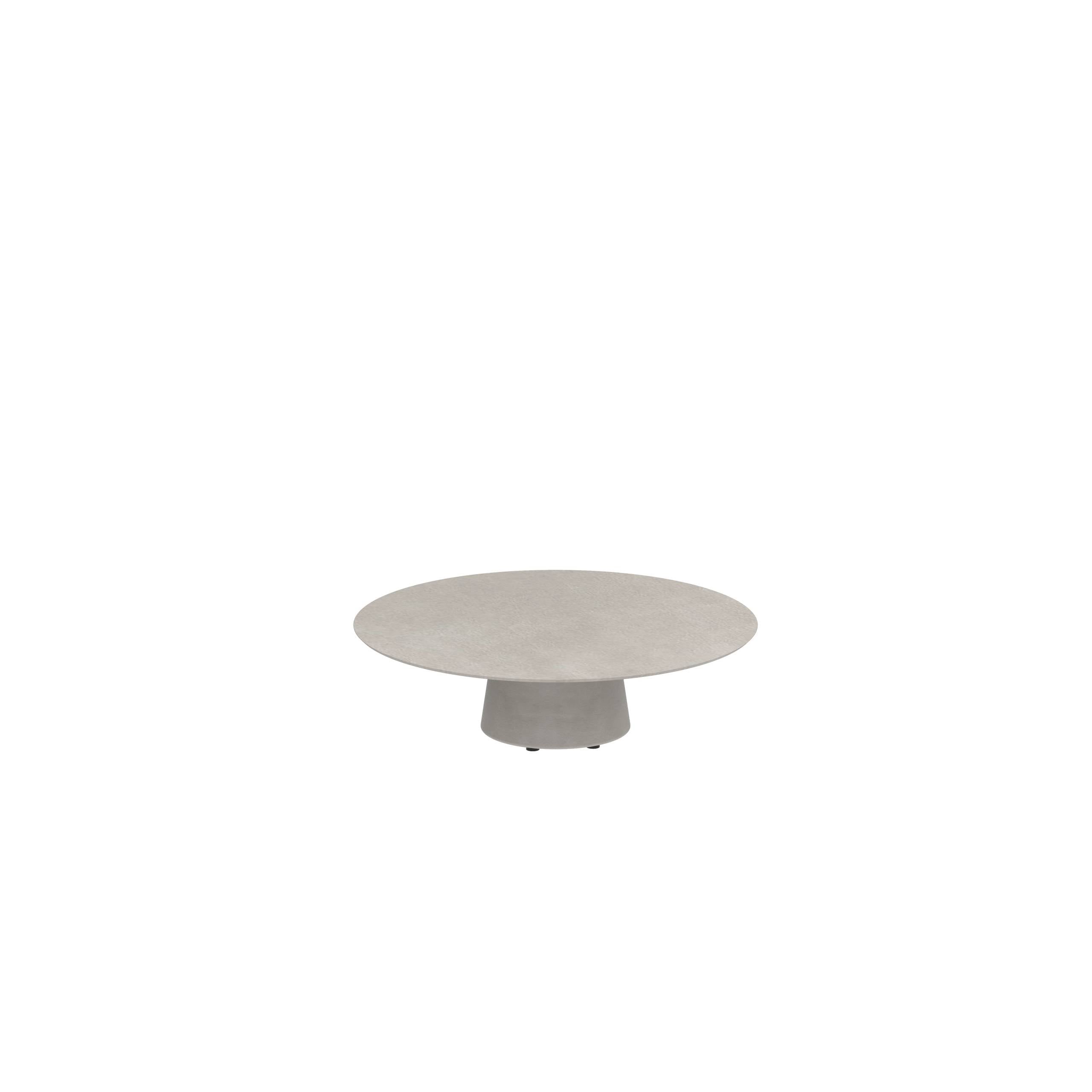 Conix Table Round Ø 120cm Low Lounge Legs Concrete Cement Grey - Tabletop Ceramic Cemento Luminoso