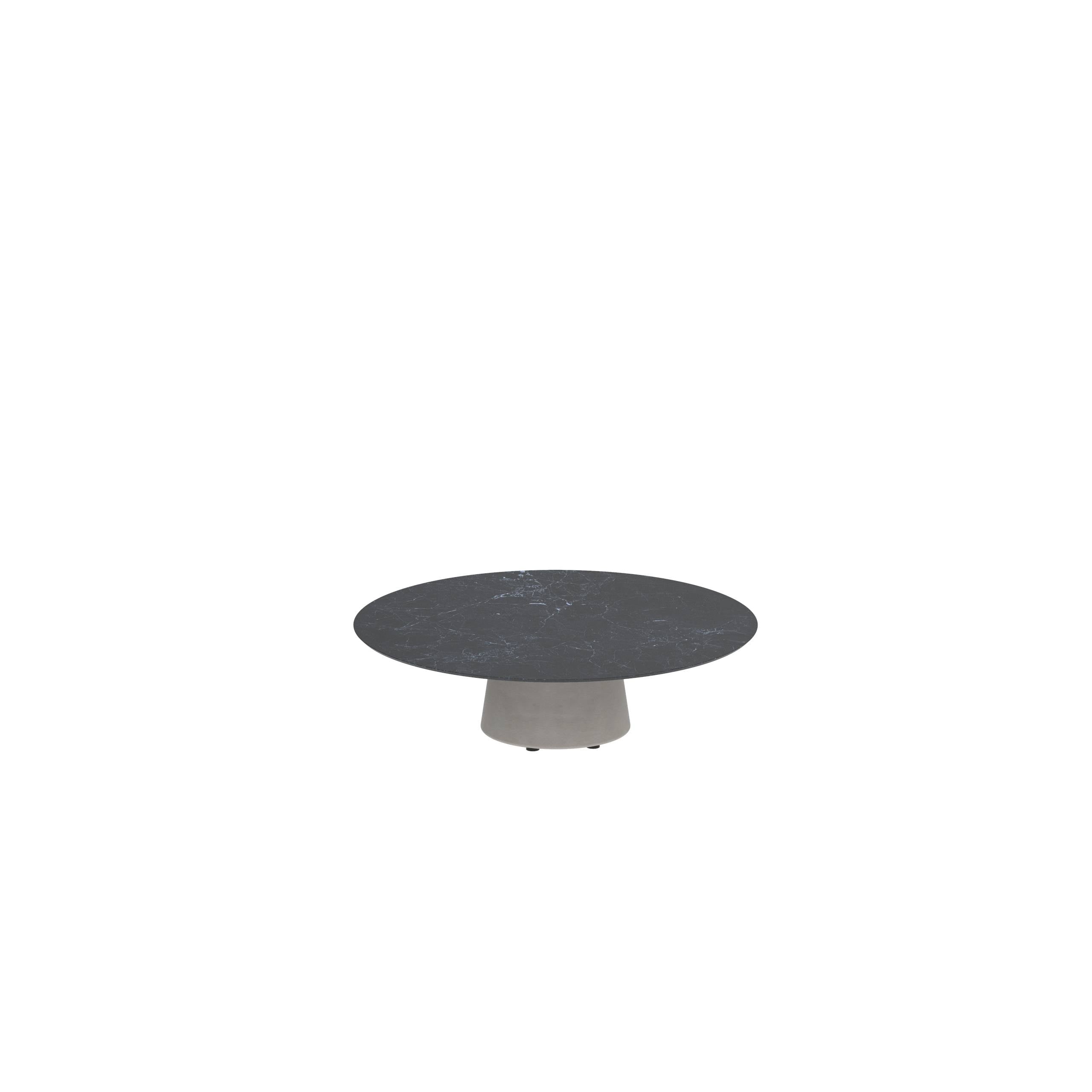 Conix Table Round Ø 120cm Low Lounge Legs Concrete Cement Grey - Tabletop Ceramic Nero Marquina