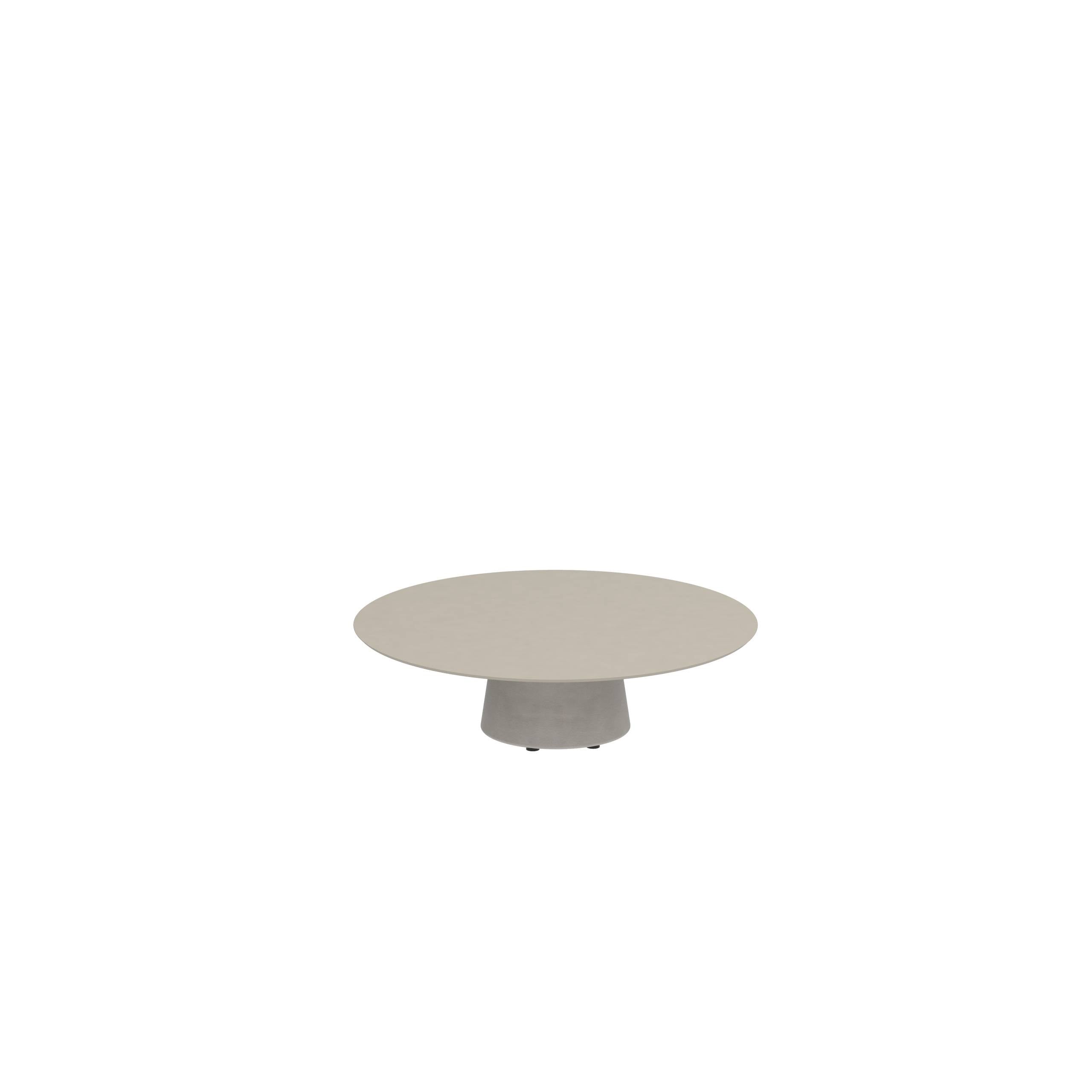 Conix Table Round Ø 120cm Low Lounge Legs Concrete Cement Grey - Tabletop Ceramic Pearl Grey