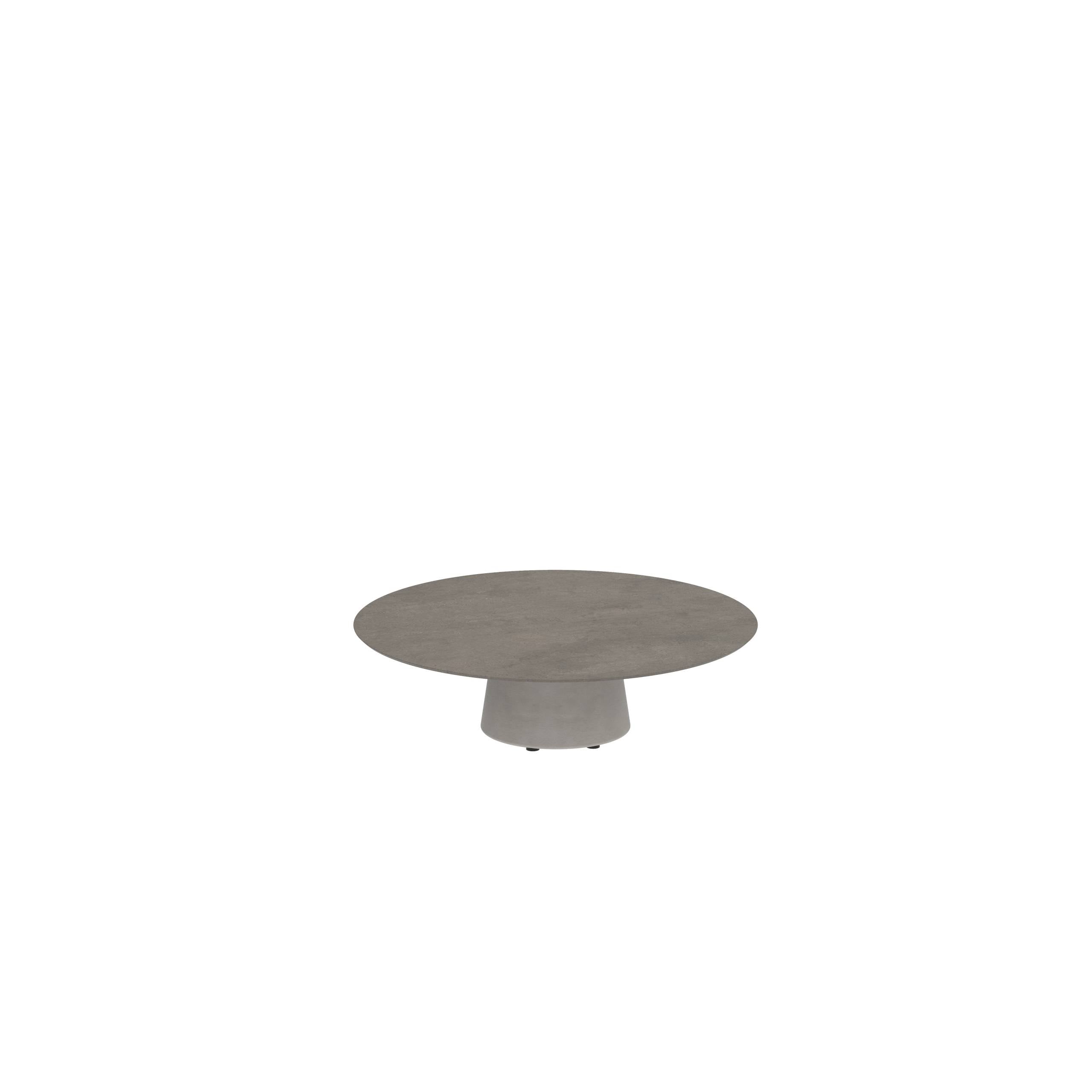 Conix Table Round Ø 120cm Low Lounge Legs Concrete Cement Grey - Tabletop Ceramic Terra Marrone