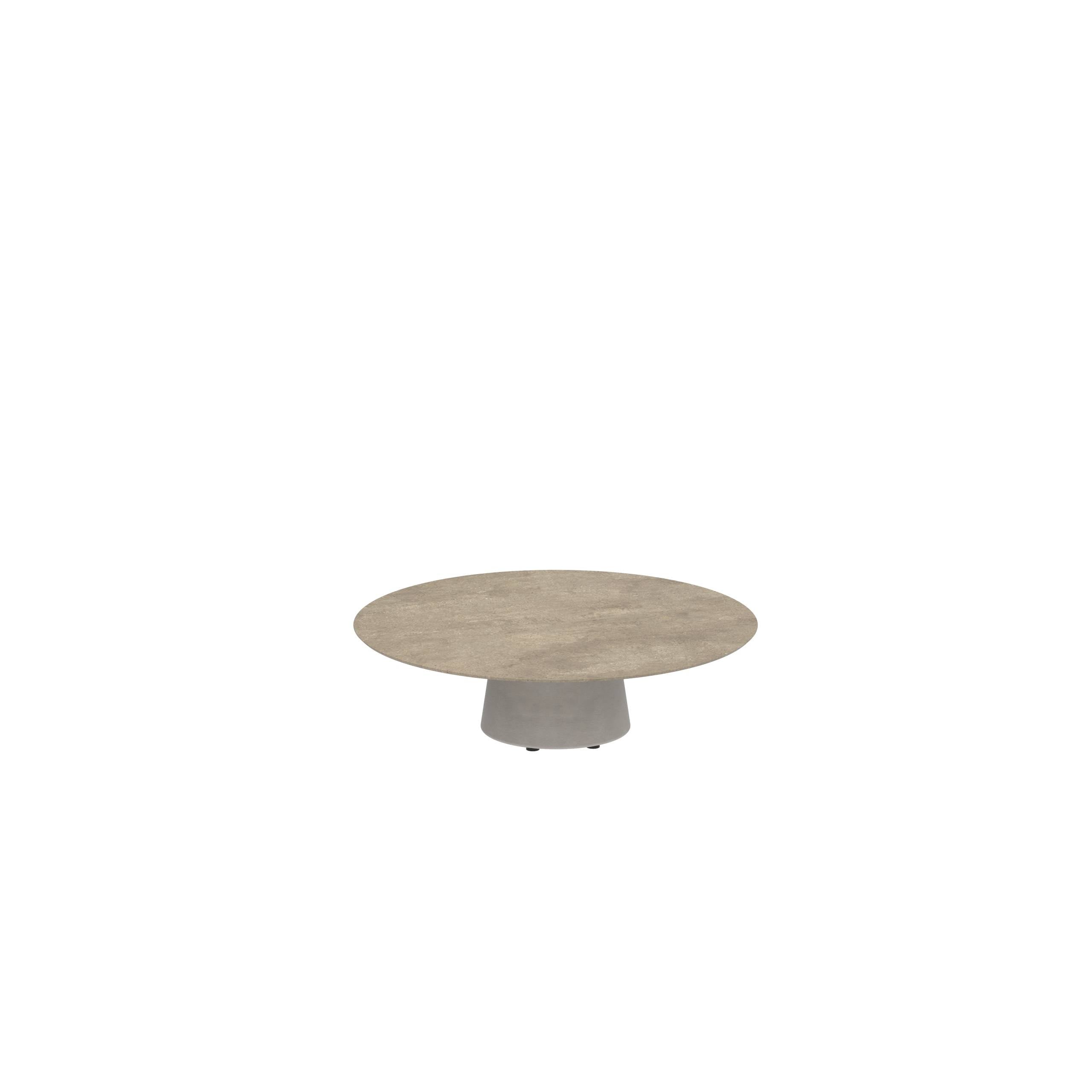 Conix Table Round Ø 120cm Low Lounge Legs Concrete Cement Grey - Tabletop Ceramic Terra Sabbia