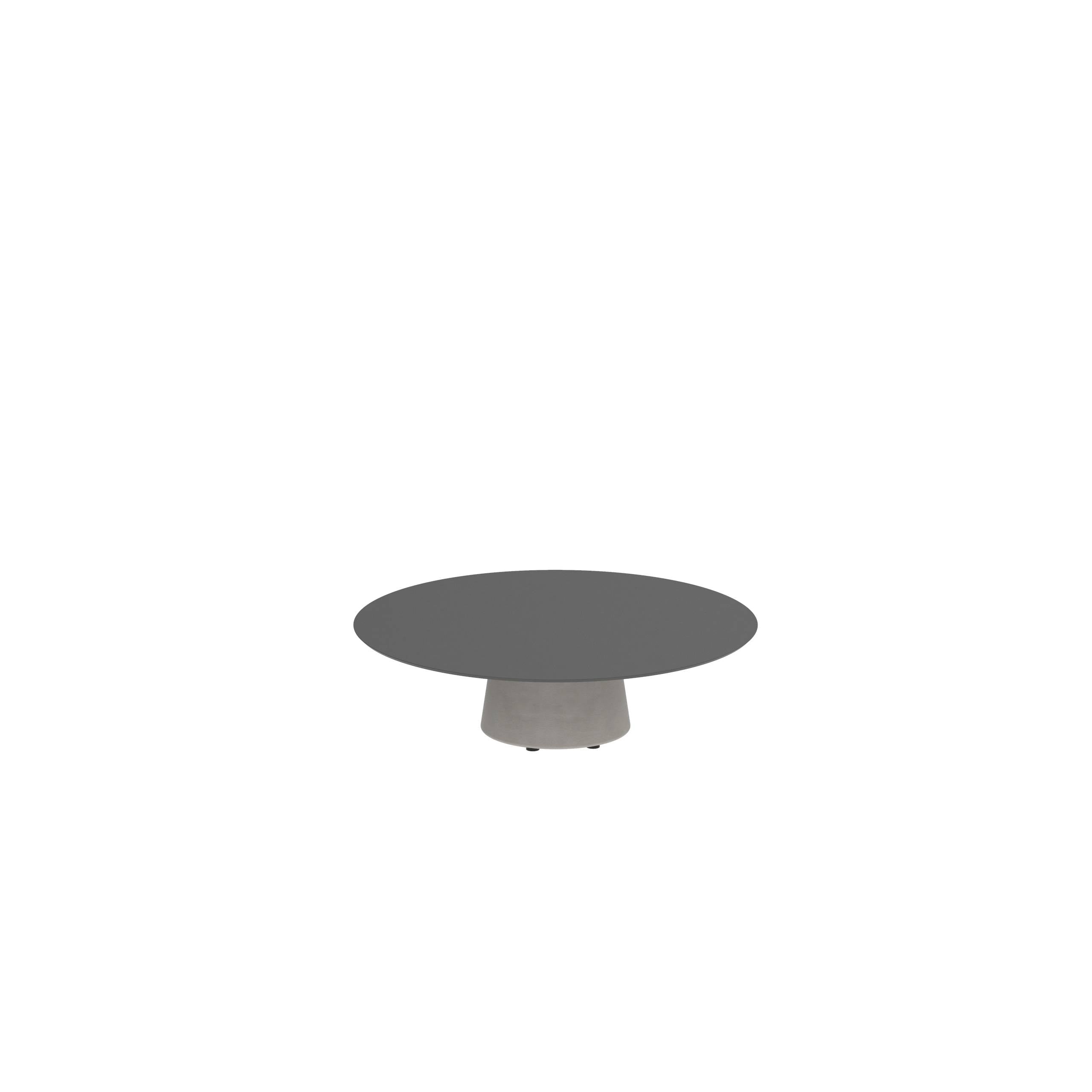 Conix Table Round Ø 120cm Low Lounge Legs Concrete Cement Grey - Tabletop Ceramic Black