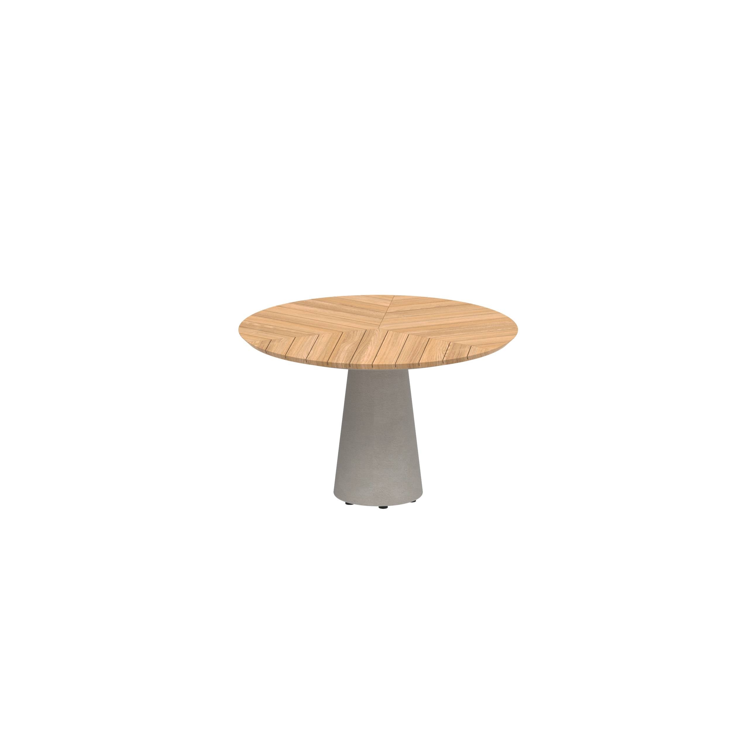 Conix Table Round Ø 120cm Legs Concrete Cement Grey - Tabletop Teak