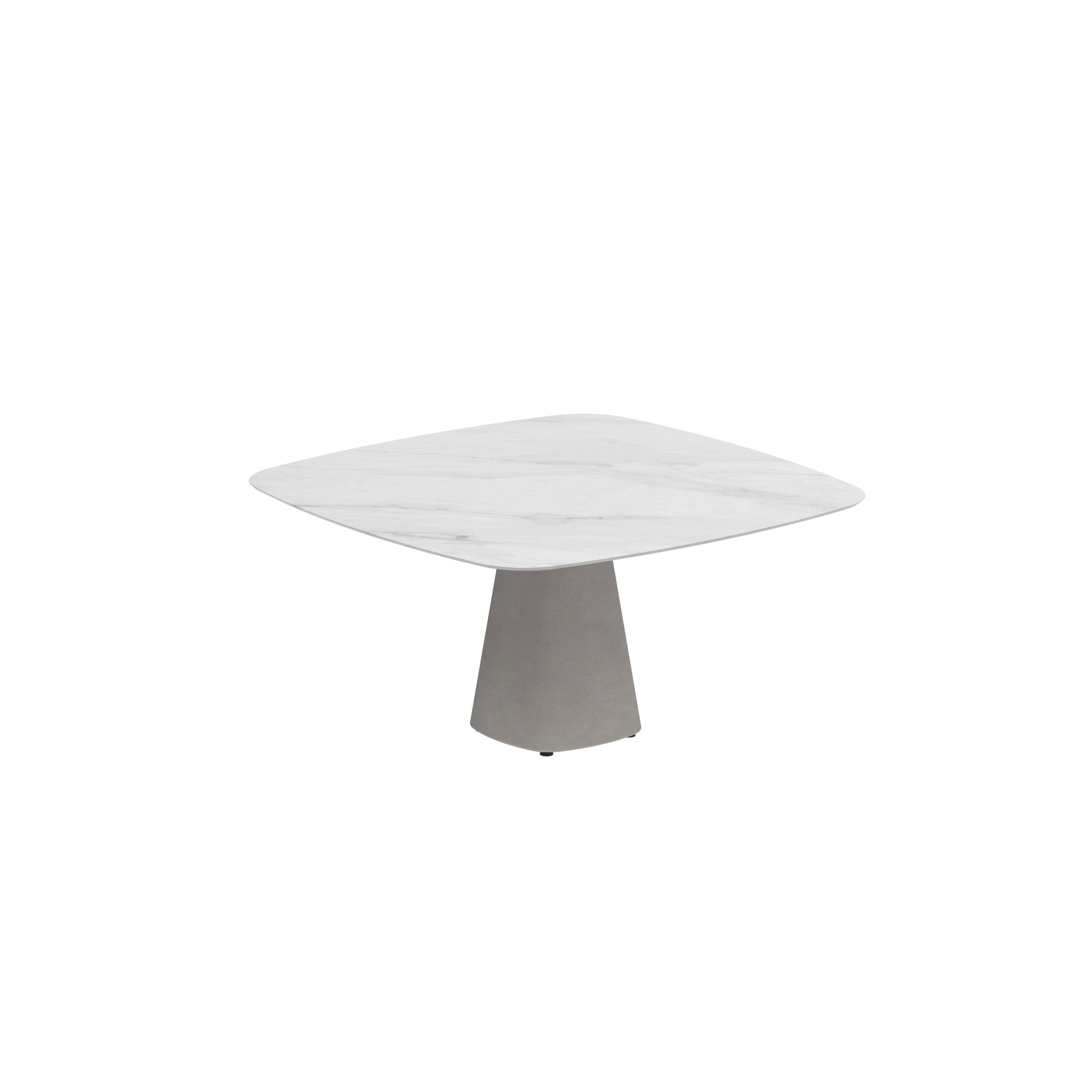 Conix Table 150x150 Cm Legs Concrete Cement Grey - Table Top Ceramic Bianco Statuario