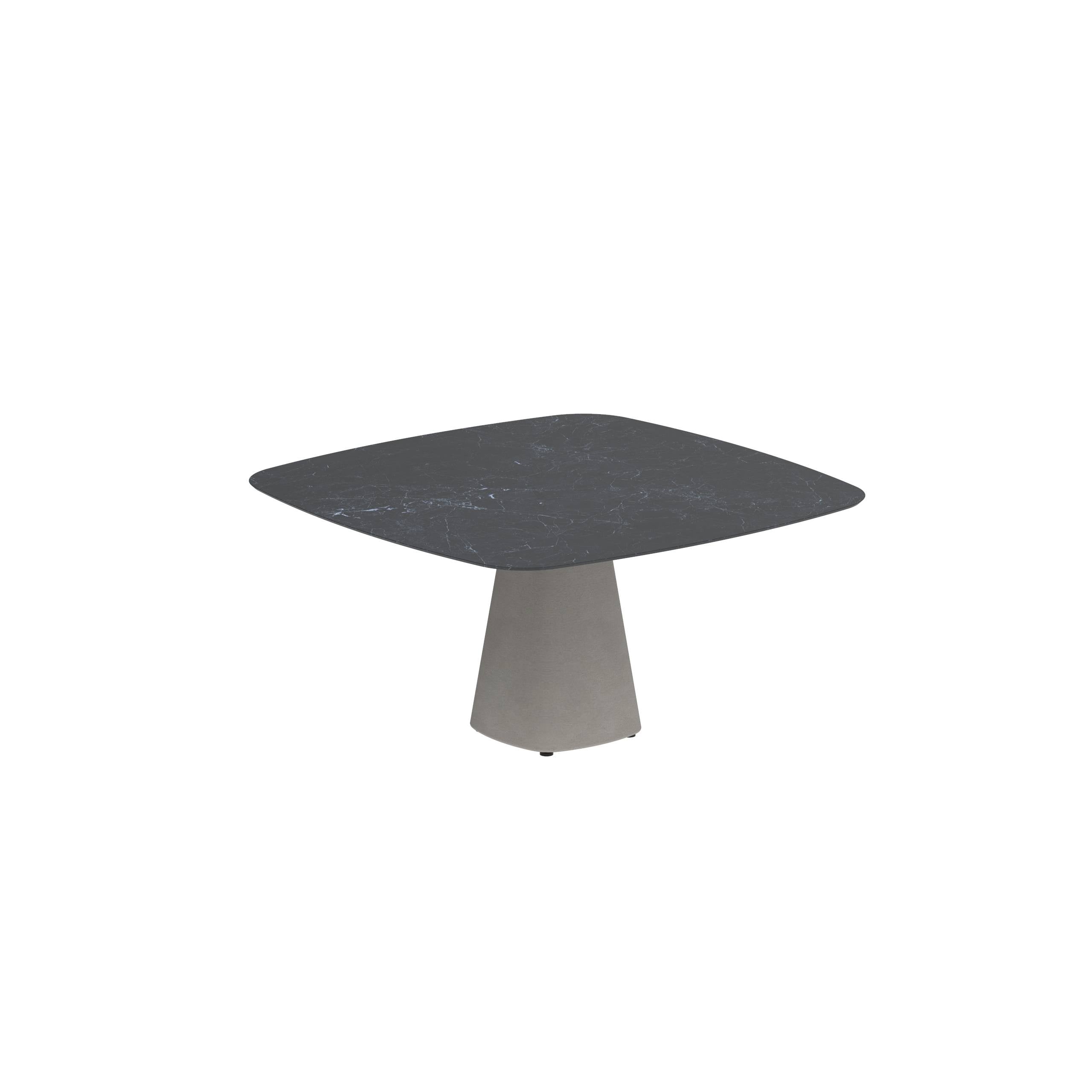 Conix Table 150x150 Cm Legs Concrete Cement Grey - Table Top Ceramic Nero Marquina