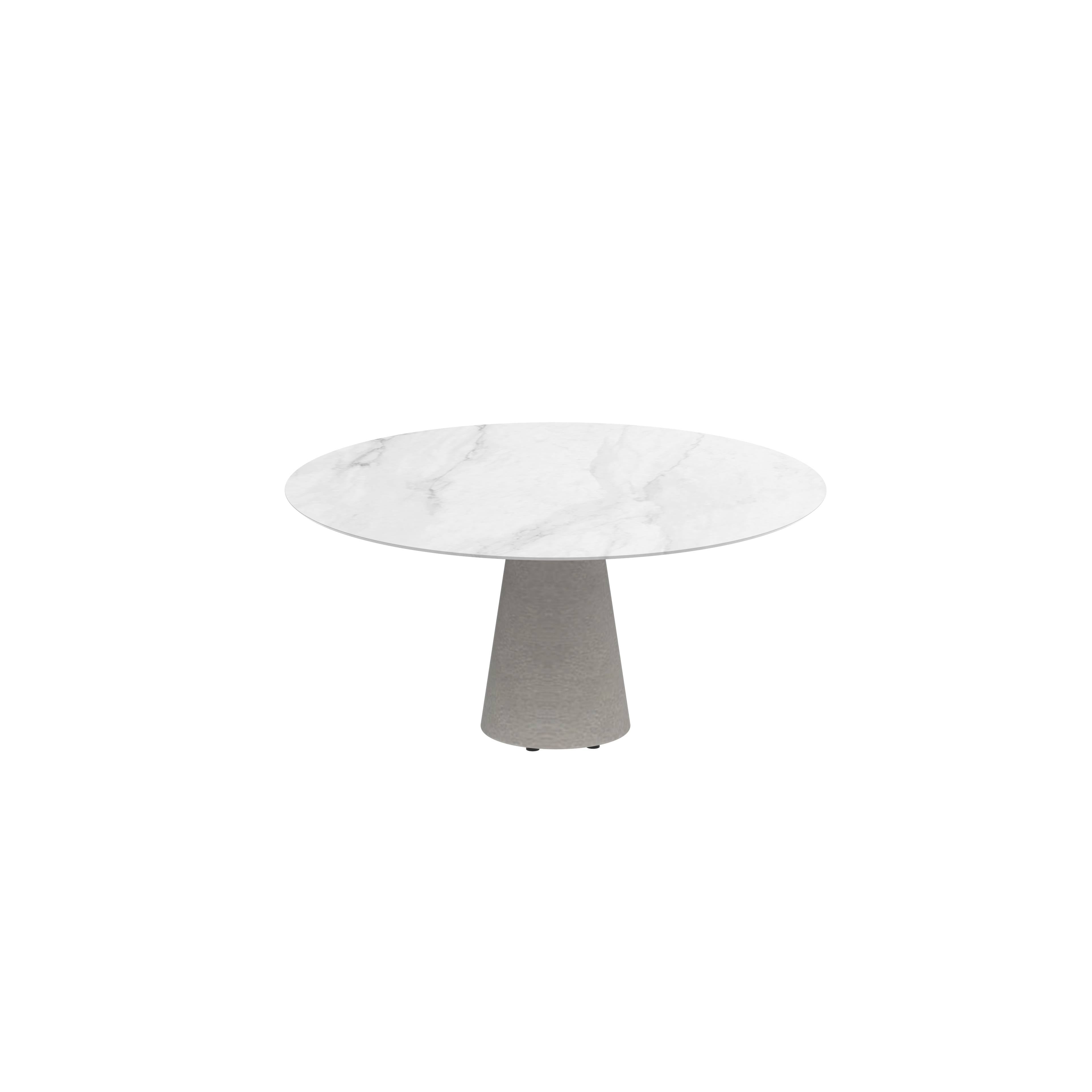 Conix Table Round Ø 160cm Legs Concrete Cement Grey - Tabletop Ceramic Bianco Statuario