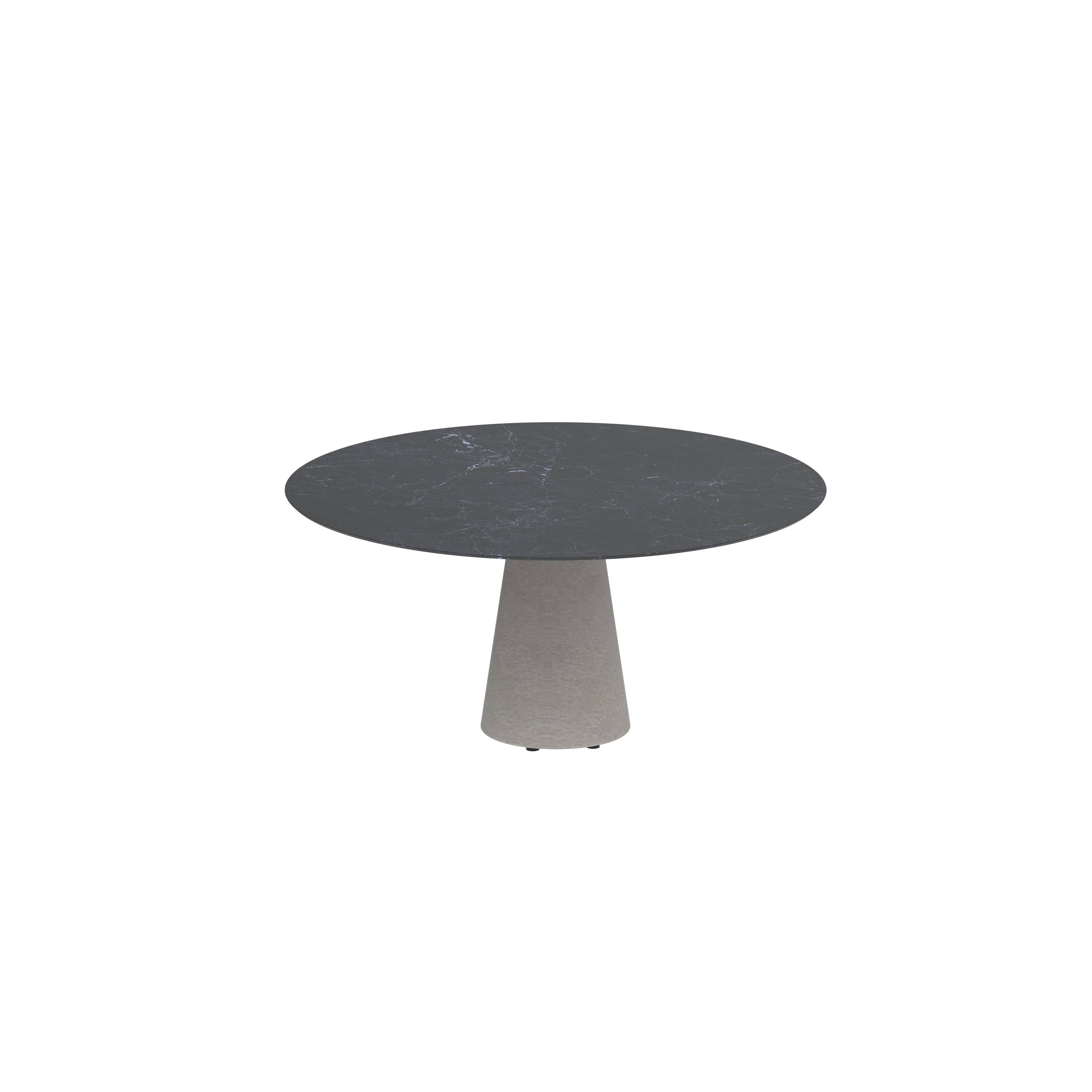 Conix Table Round Ø 160cm Legs Concrete Cement Grey - Tabletop Ceramic Nero Marquina