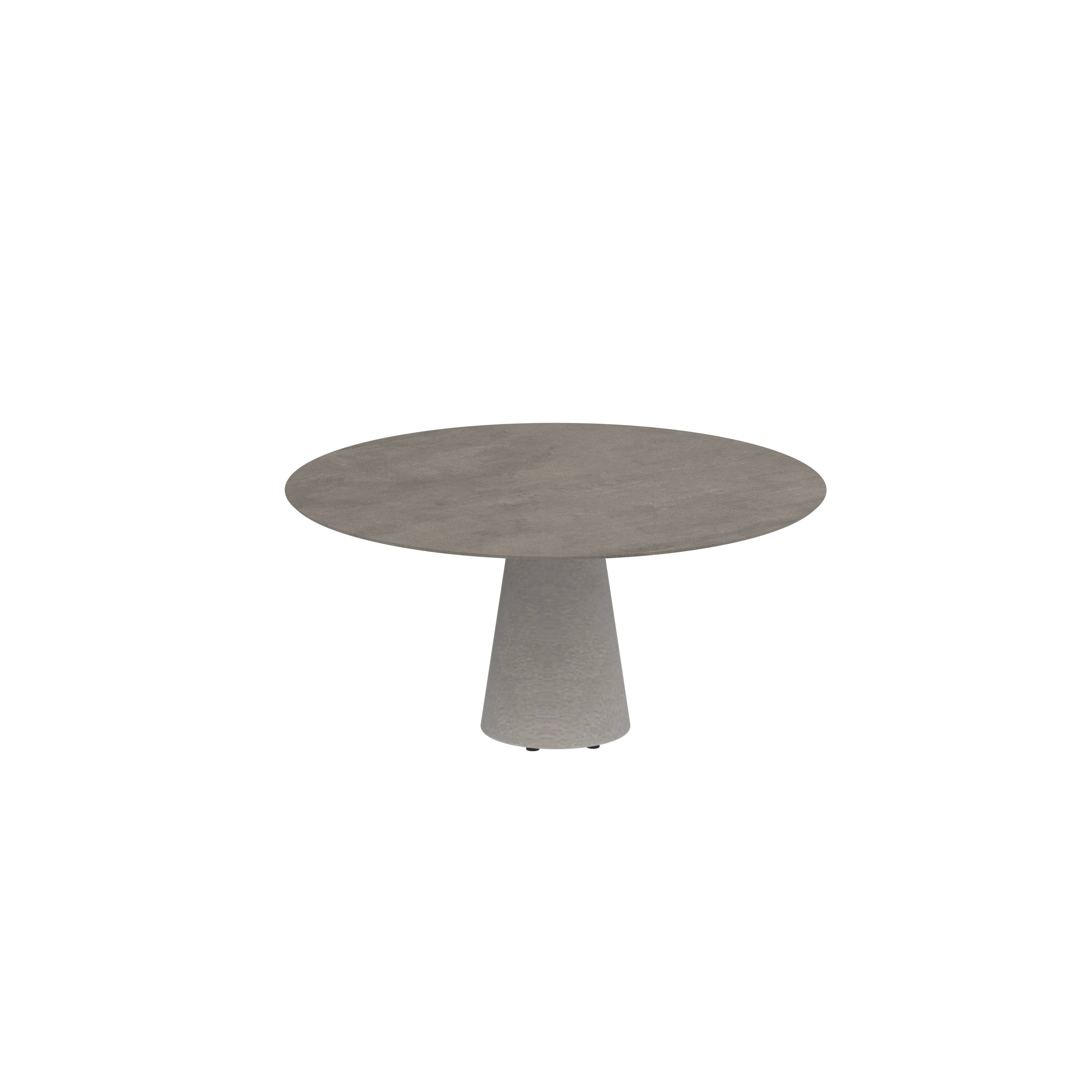 Conix Table Round Ø 160cm Legs Concrete Cement Grey - Tabletop Ceramic Terra Marrone