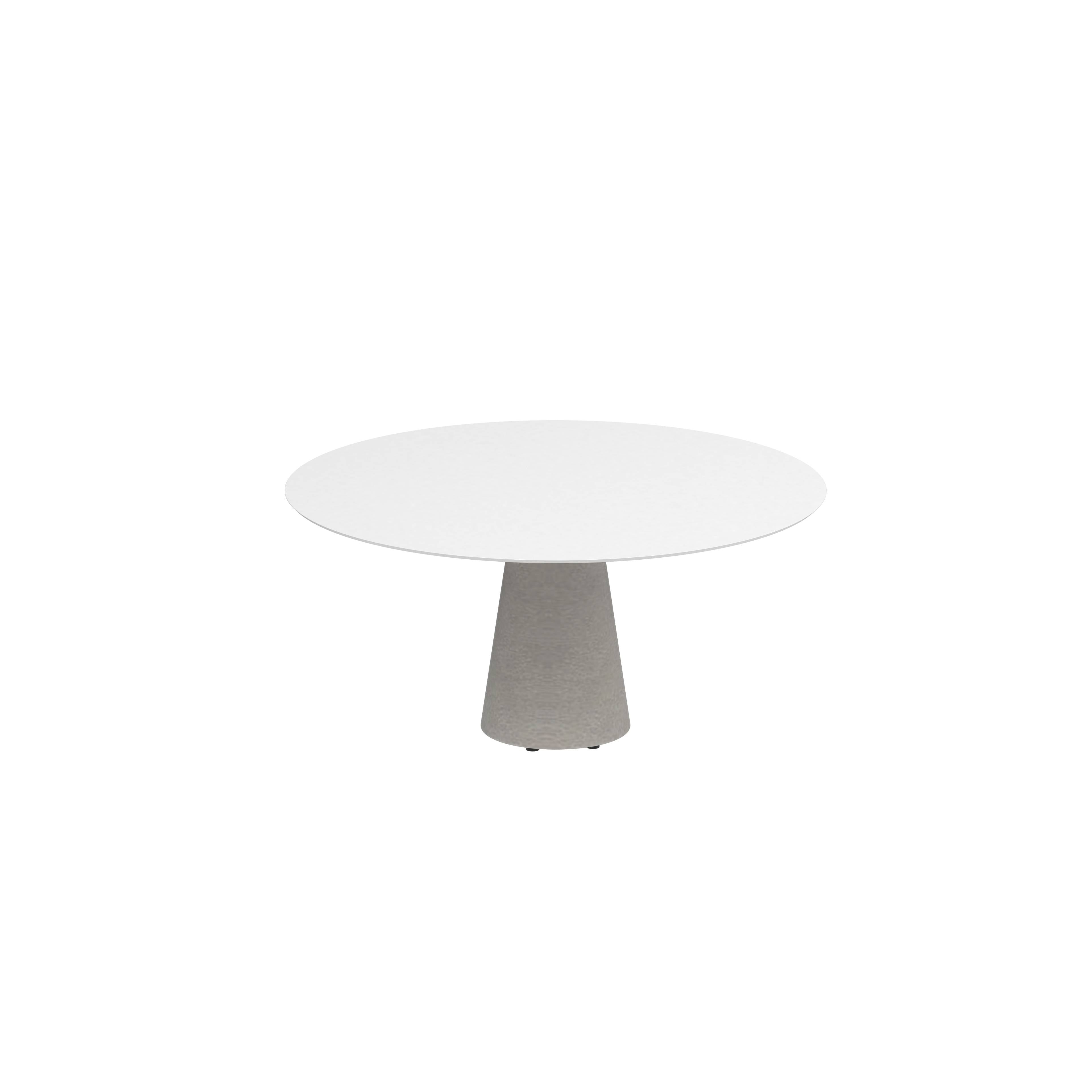 Conix Table Round Ø 160cm Legs Concrete Cement Grey - Tabletop Ceramic White