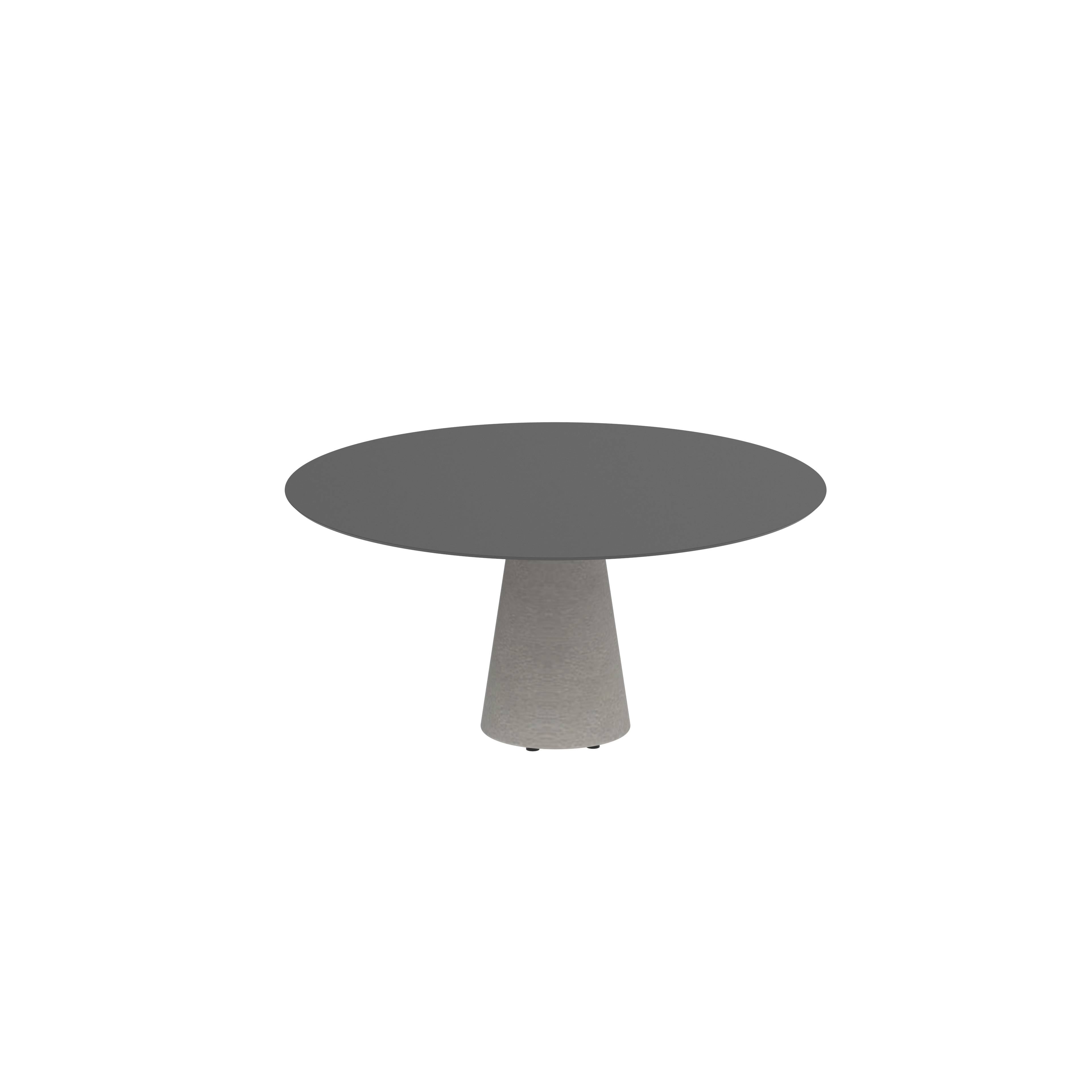 Conix Table Round Ø 160cm Legs Concrete Cement Grey - Tabletop Ceramic Black
