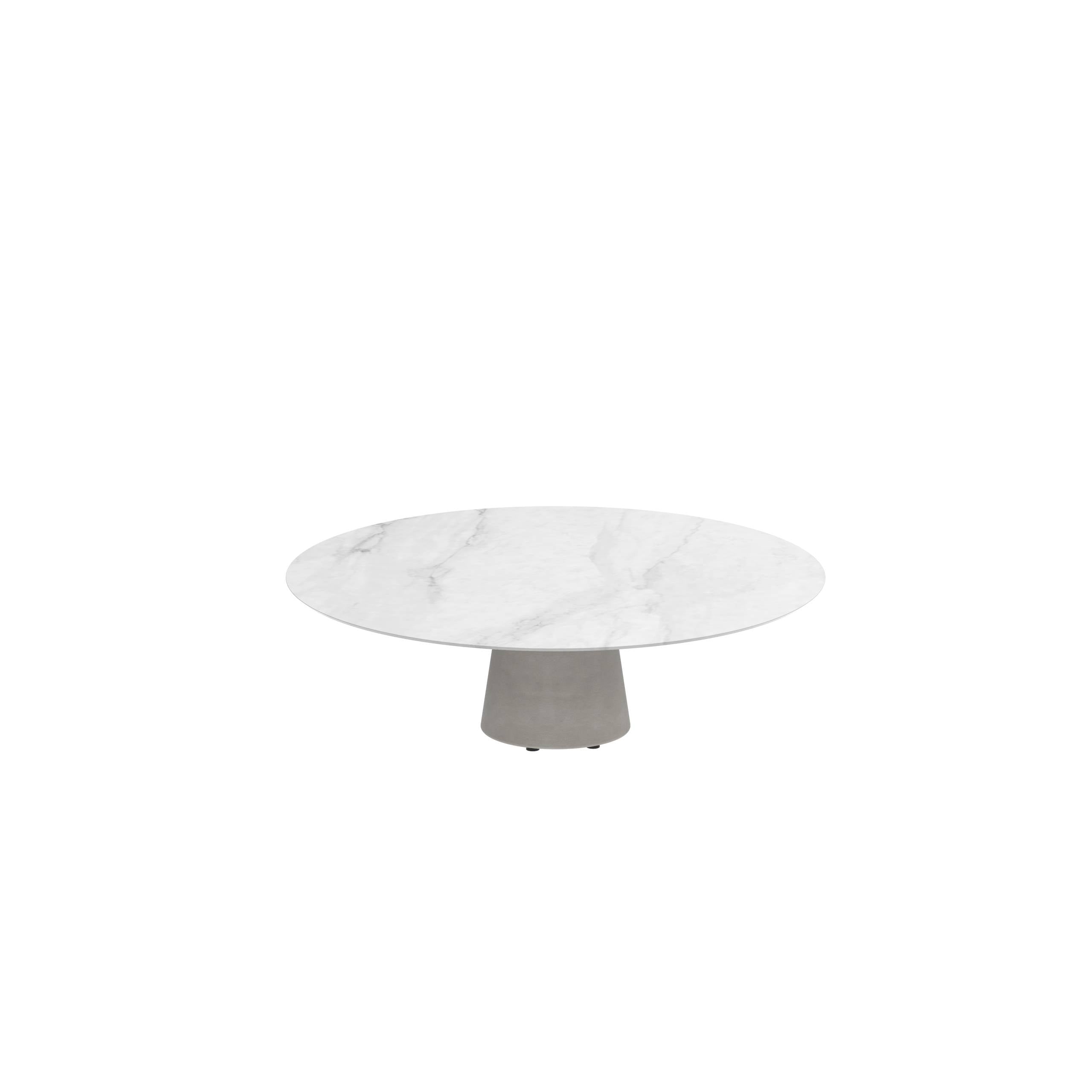 Conix Table Round Ø 160cm High Lounge Leg Concrete Cement Grey - Tabletop Ceramic Bianco Statuario