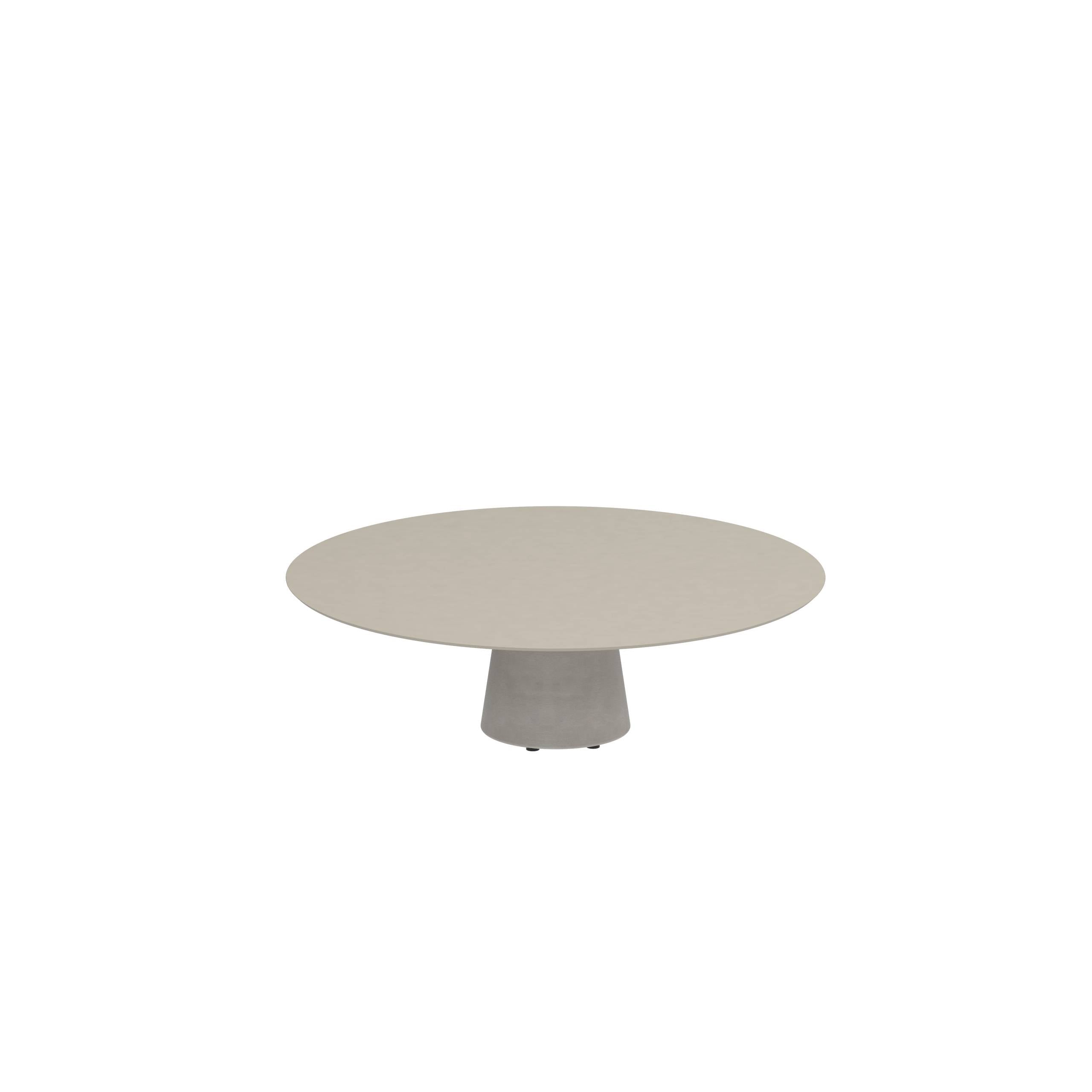 Conix Table Round Ø 160cm High Lounge Leg Concrete Cement Grey - Tabletop Ceramic Pearl Grey